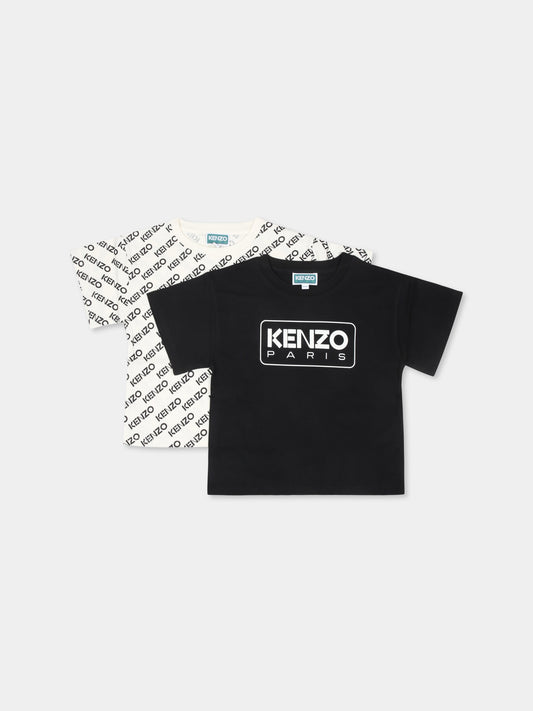 Set t-shirt multicolor per bambino con logo,Kenzo Kids,K60751 N70