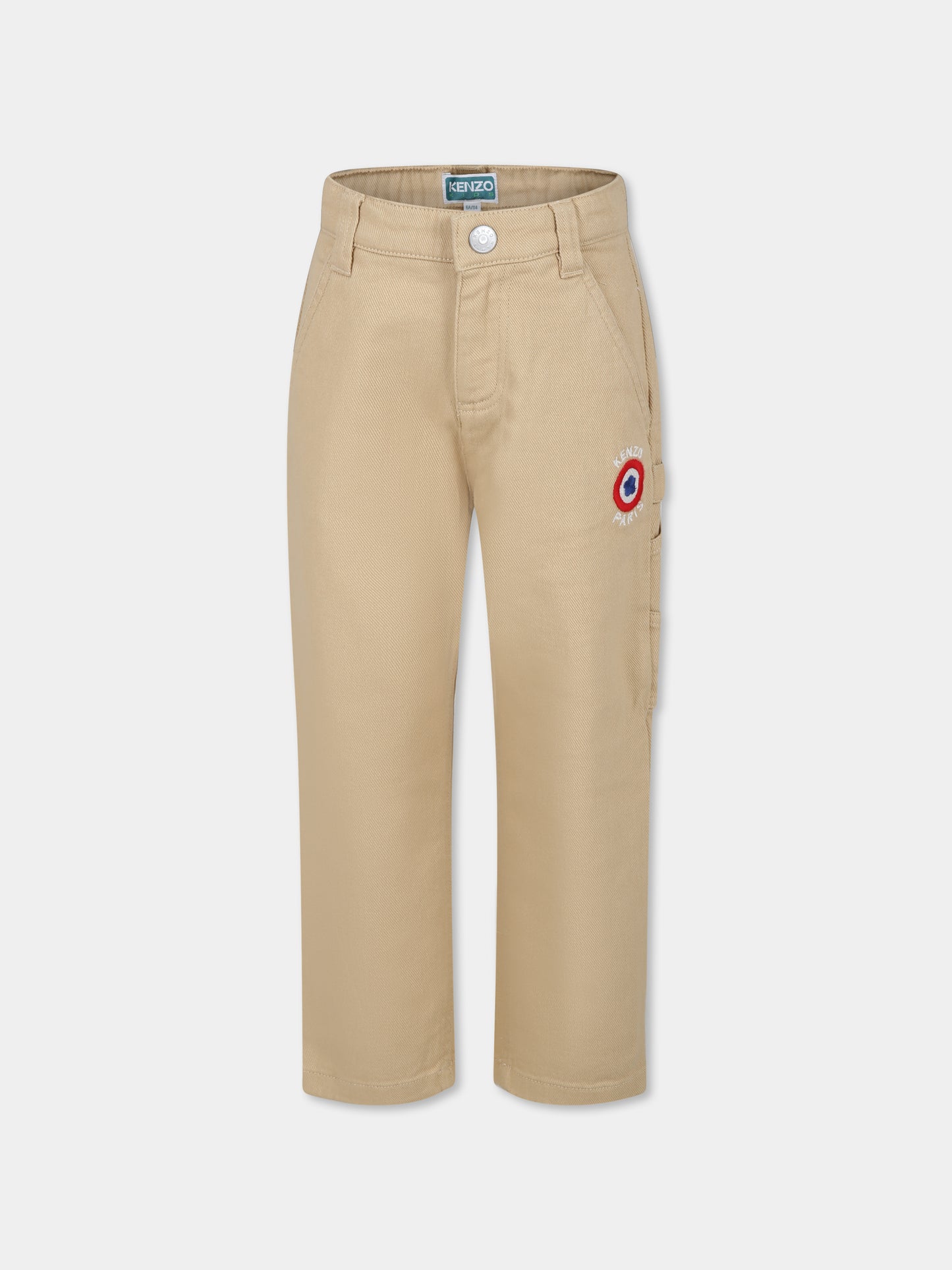 Pantaloni beige per bambino con Target Flower,Kenzo Kids,K60802 21D