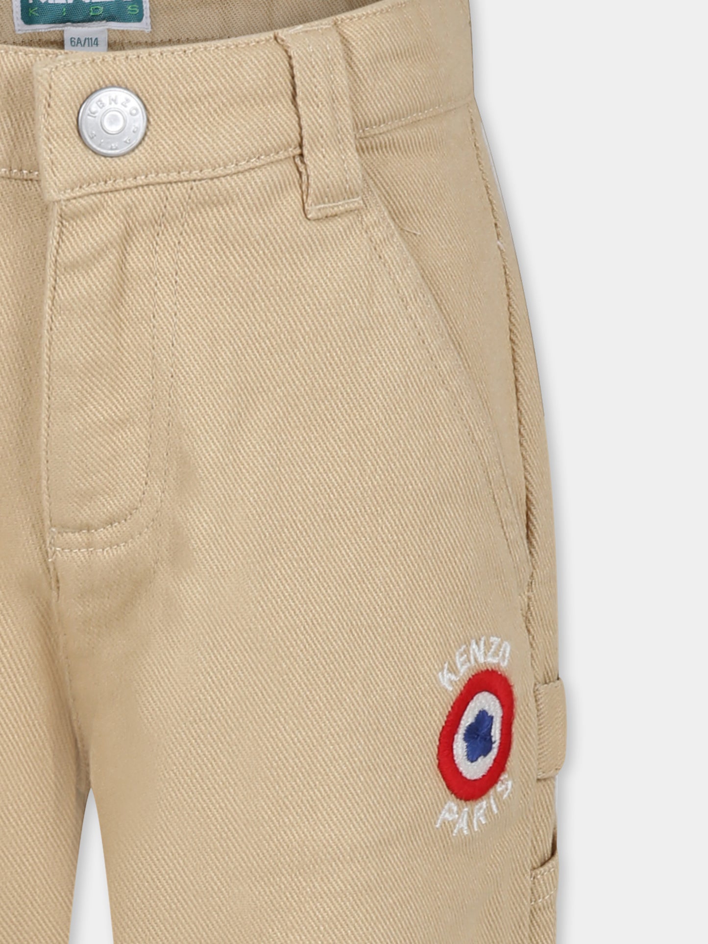 Pantaloni beige per bambino con Target Flower,Kenzo Kids,K60802 21D