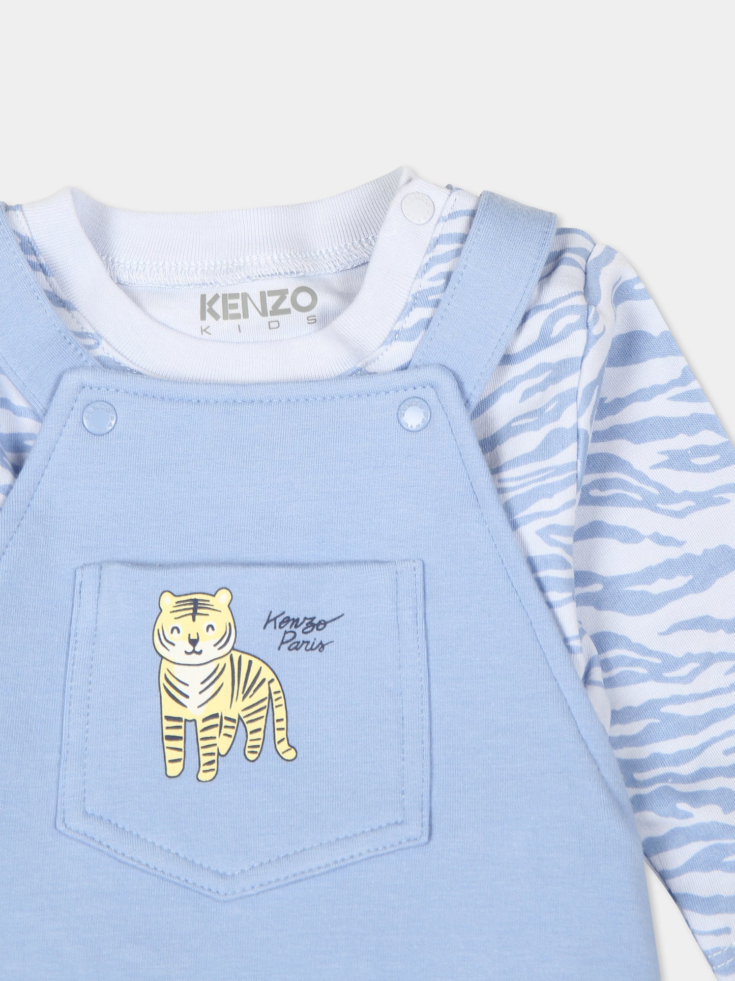 Completo celeste per neonato con tigre,Kenzo Kids,K60448 77A