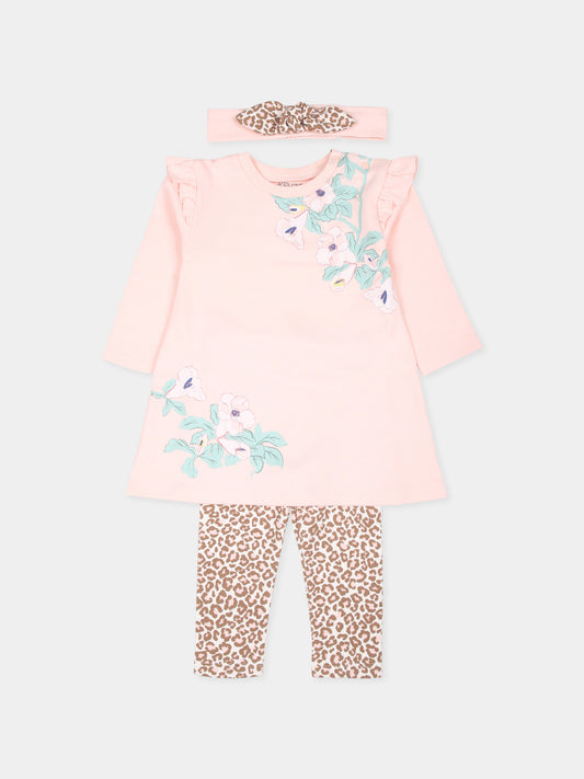 Completo nascita rosa per neonata con stampa floreale,Kenzo Kids,K60418 46T