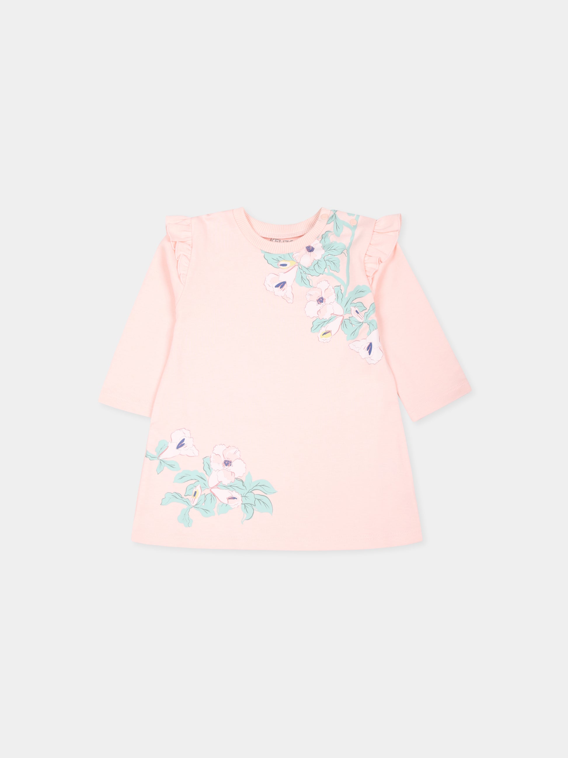 Completo nascita rosa per neonata con stampa floreale,Kenzo Kids,K60418 46T