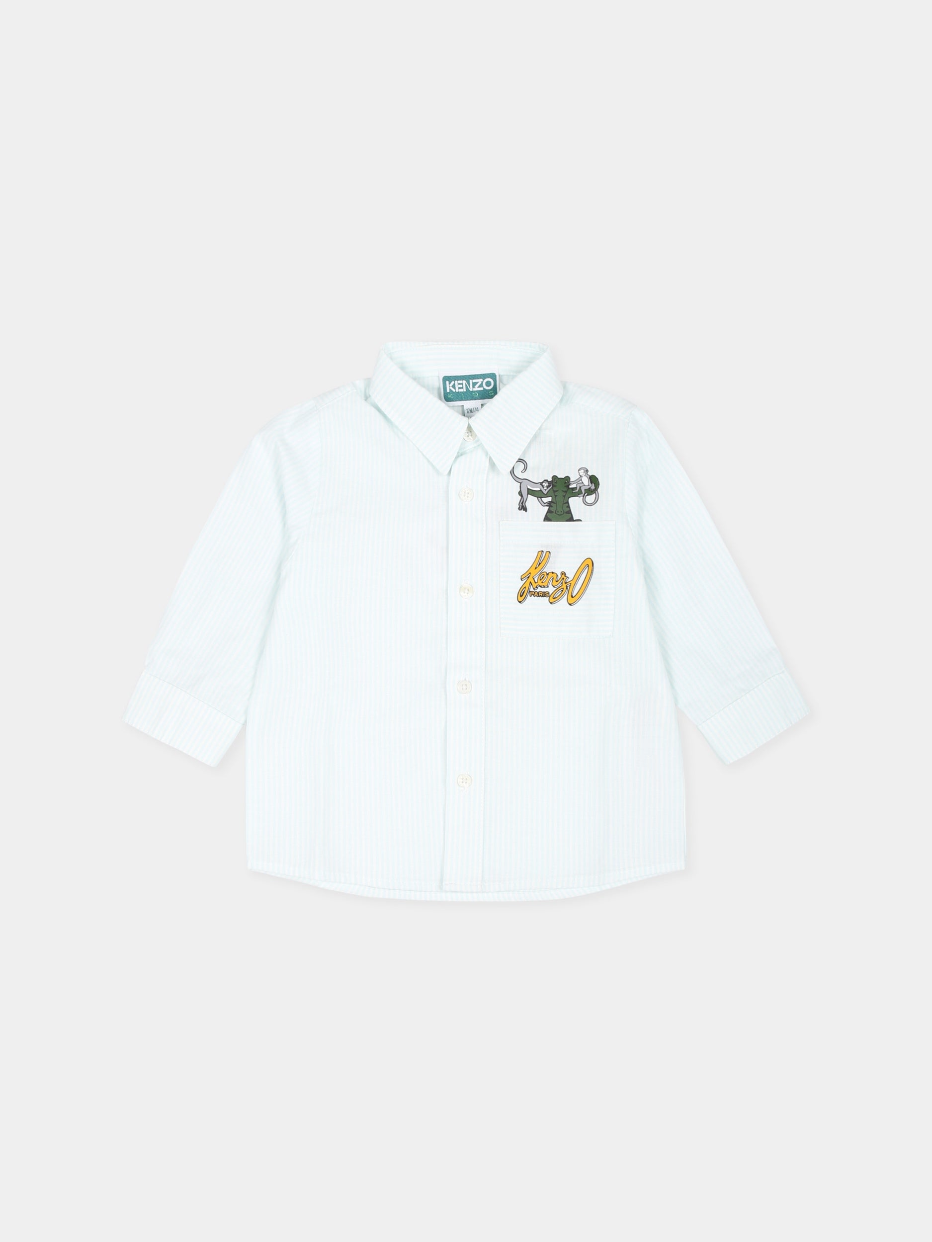 Camicia celeste per neonato con coccodrillo,Kenzo Kids,K60502 78B