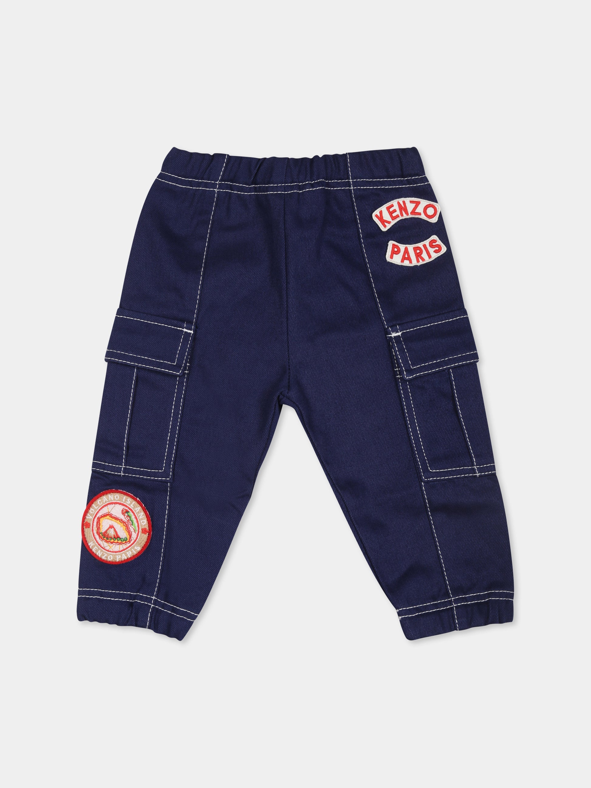 Jeans blu per neonato con patch,Kenzo Kids,K60512 84F