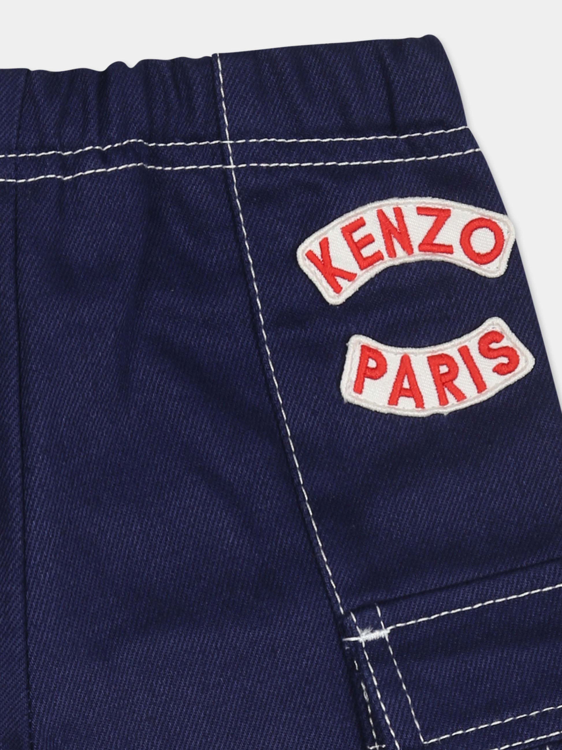 Jeans blu per neonato con patch,Kenzo Kids,K60512 84F