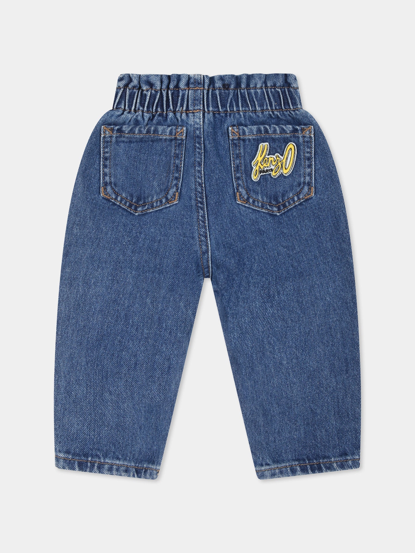 Jeans blu per neonata con fiore,Kenzo Kids,K60469 Z25