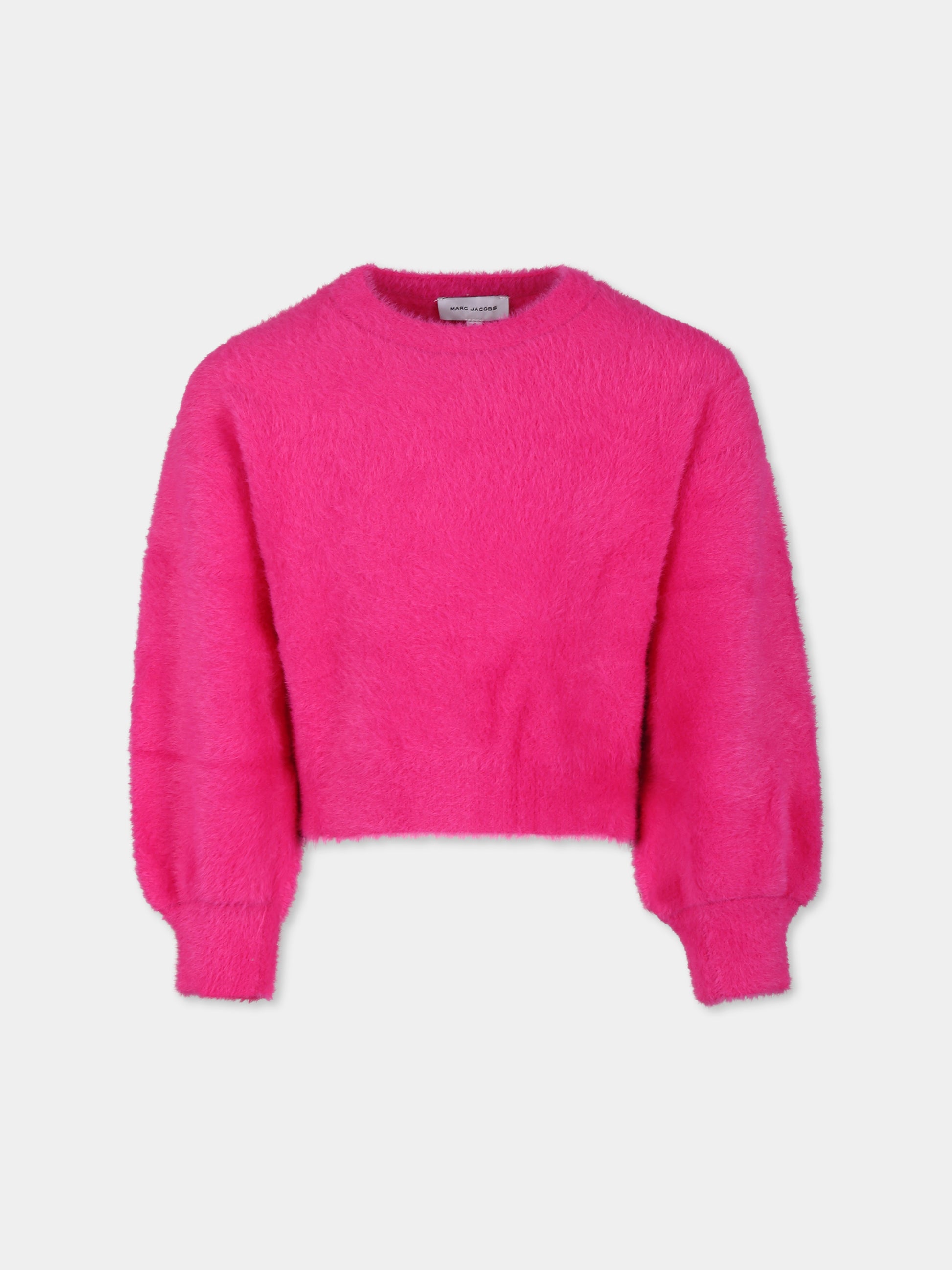 Maglione crop fucsia per bambina con logo,Marc Jacobs,W60267 433