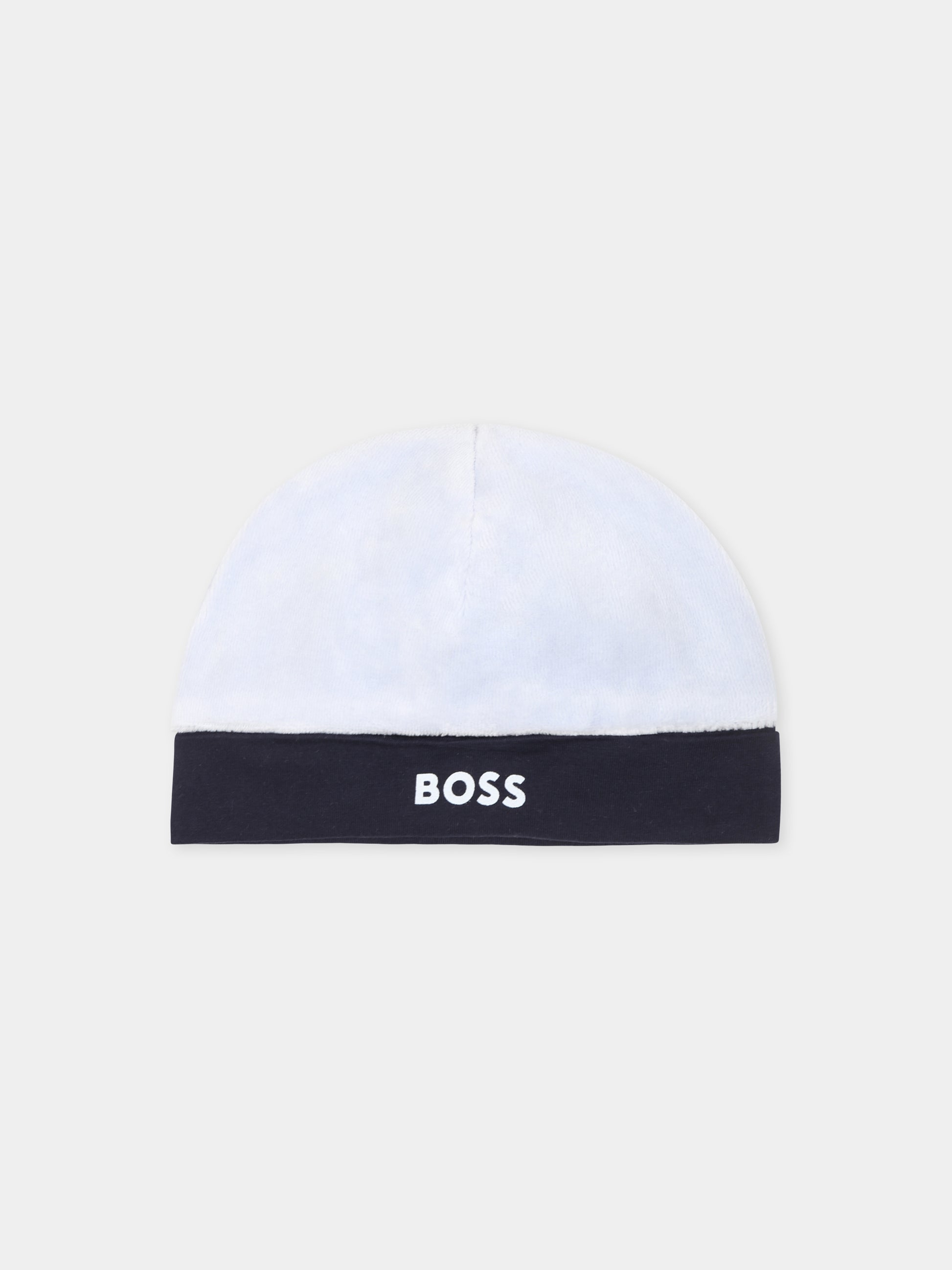 Cappello celeste per neonato con logo,Boss,J51038 771