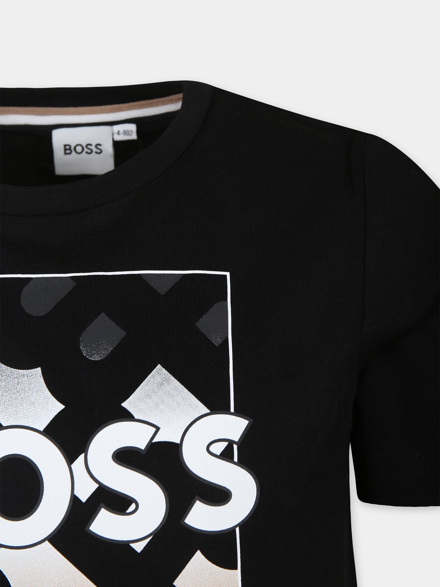 T-shirt nera per bambino con logo,Boss,J51219 09B