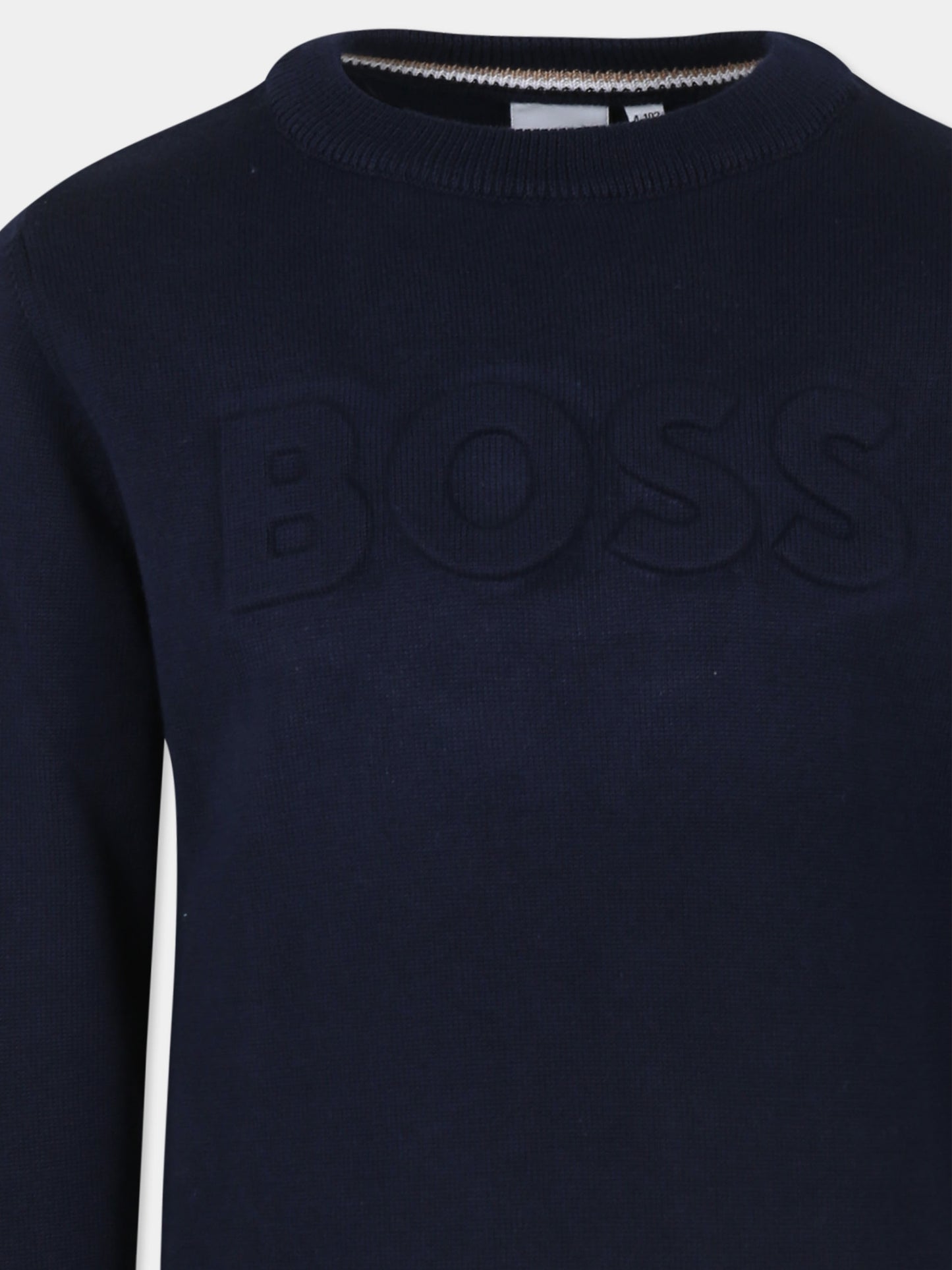 Maglione blu per bambino con logo,Boss,J51172 849