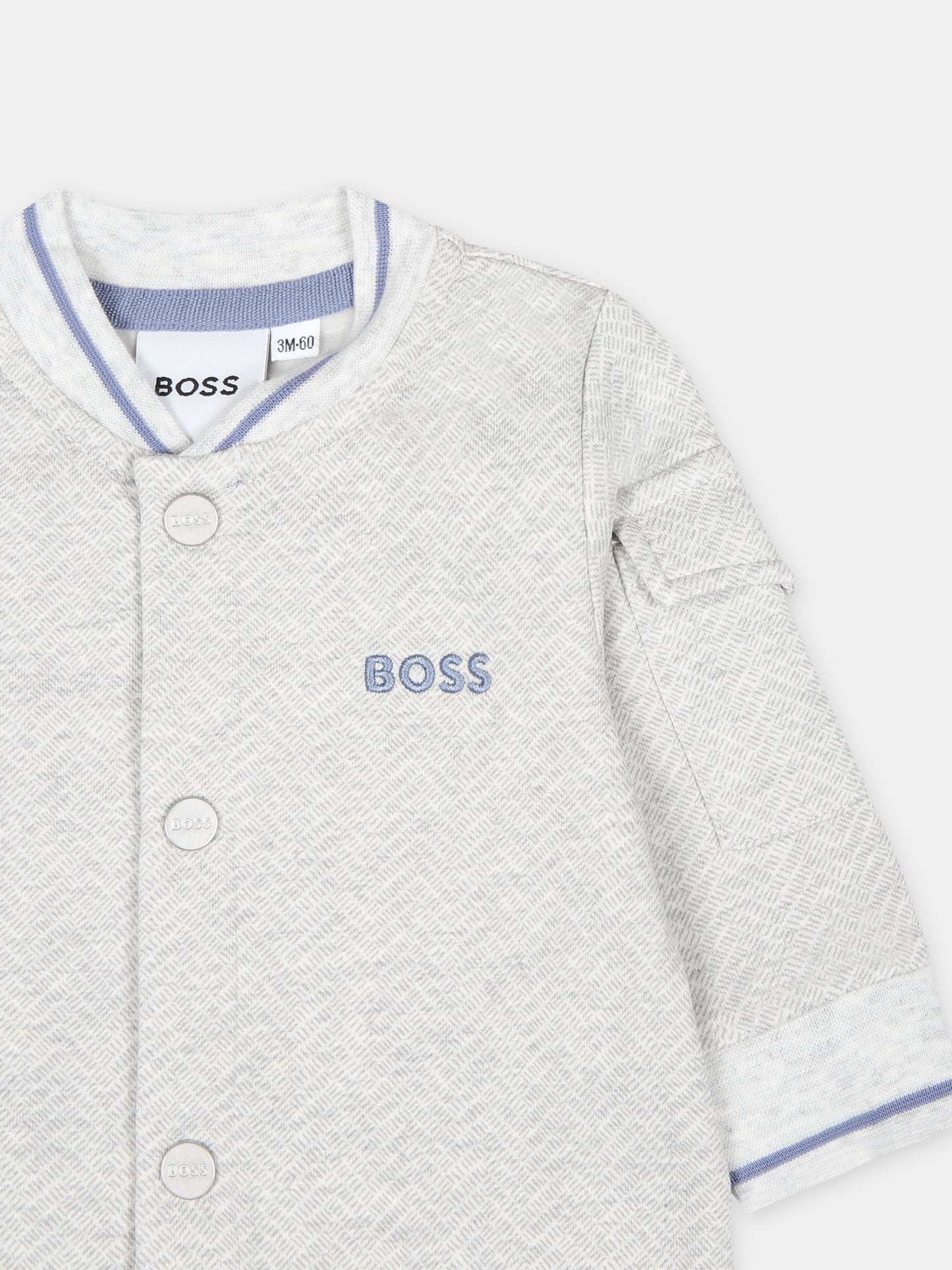 Tutina grigia per neoanto con logo,Boss,J51052 A10