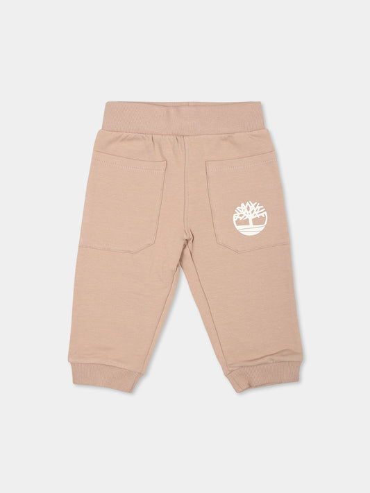 Pantaloni beige per neonato con logo,Timberland,T60233 307