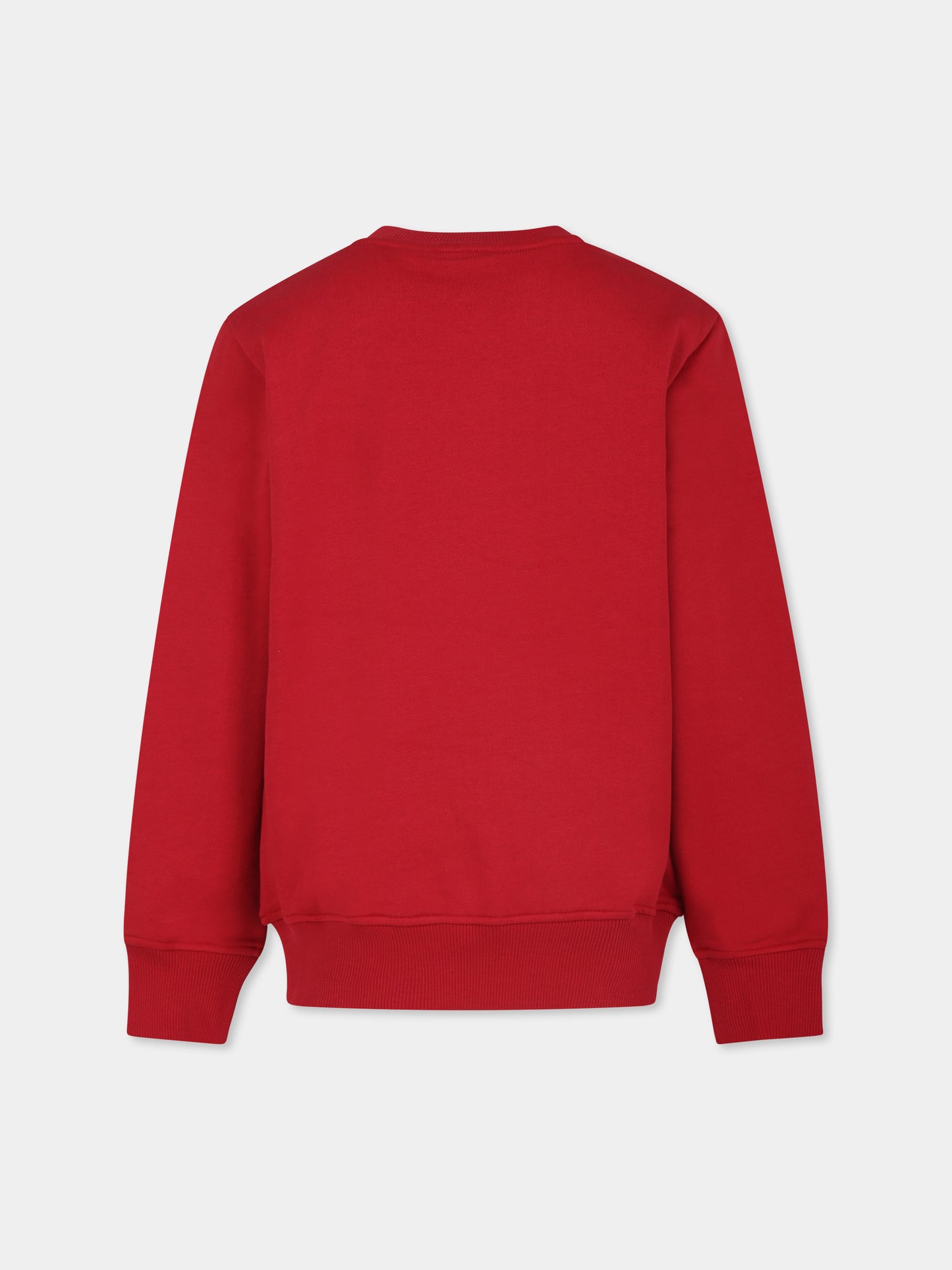 Felpa rossa per bambino con Teddy Bear e logo nero,Moschino Kids,H6F05R LCA43 50307