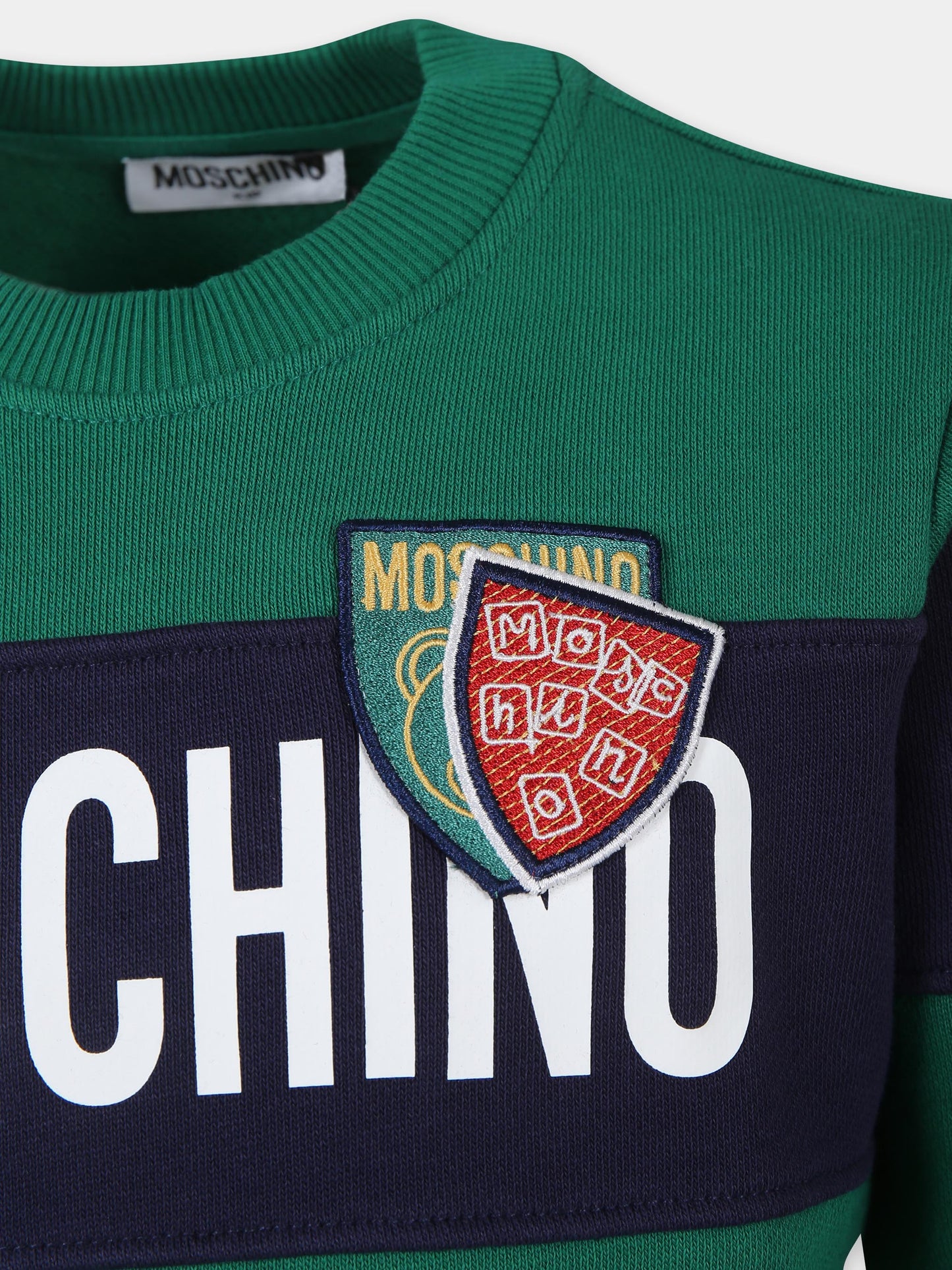 Felpa verde per bambino con logo,Moschino Kids,HUF08O LCA77 30139