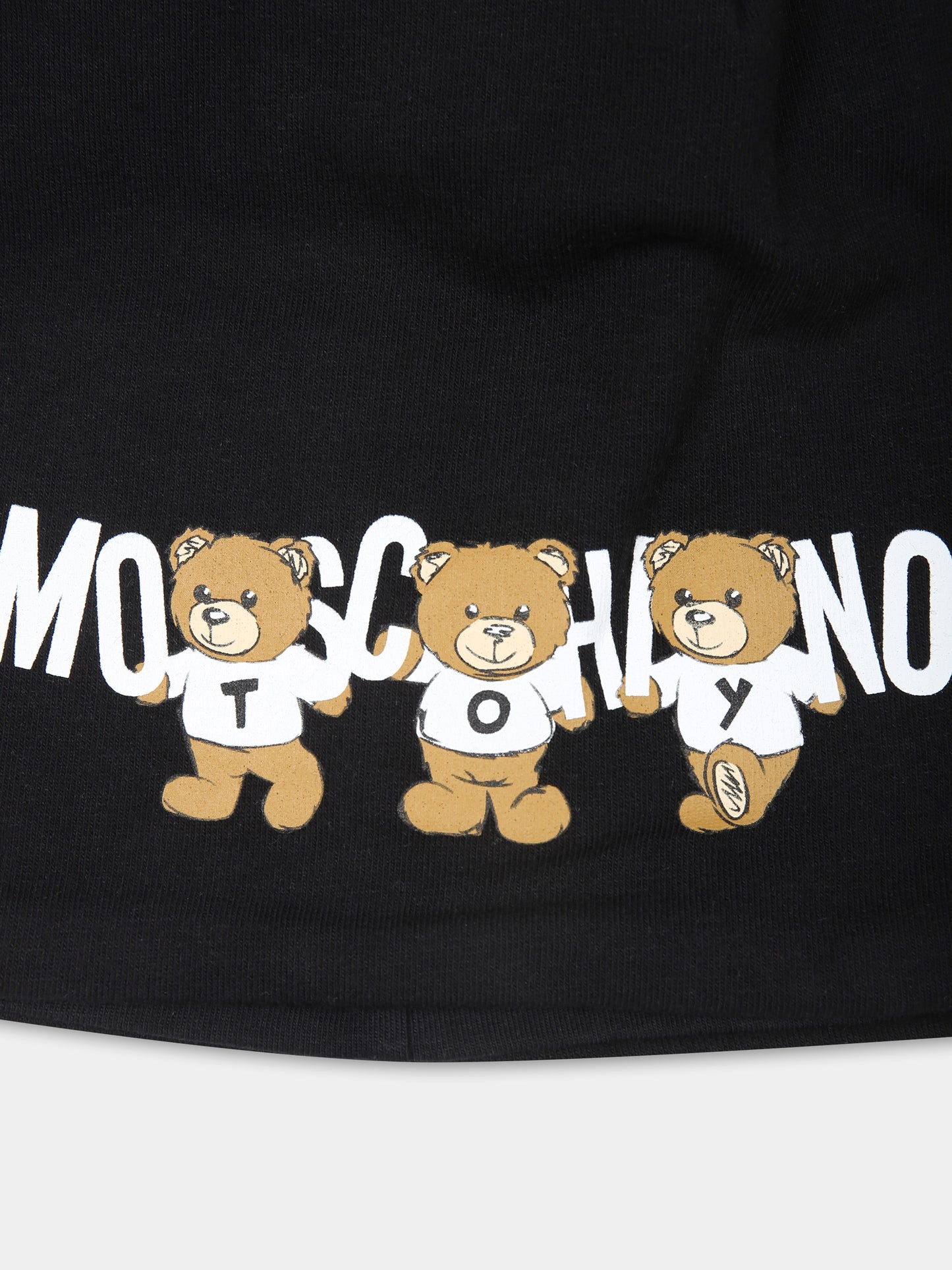 Berretto nero per bambini con tre Teddy Bears,Moschino Kids,HUX02M LDA14 60100