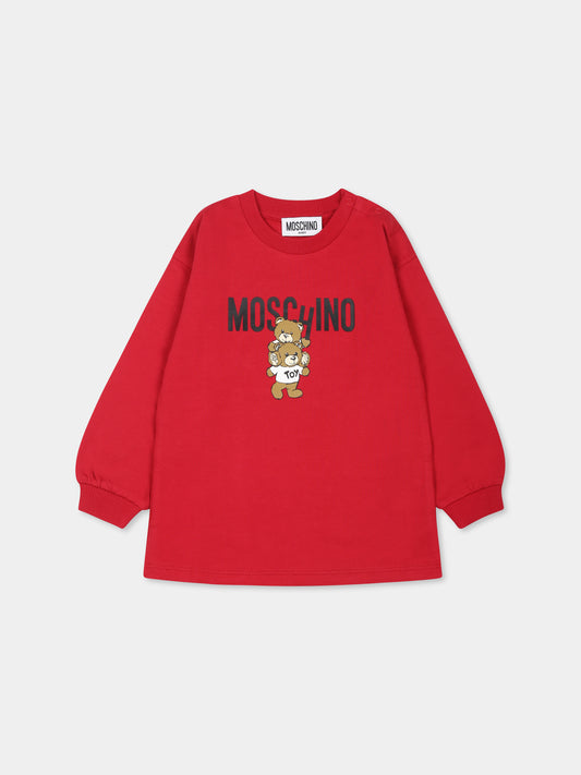 Burgundy dress for baby girl with two Teddy Bears