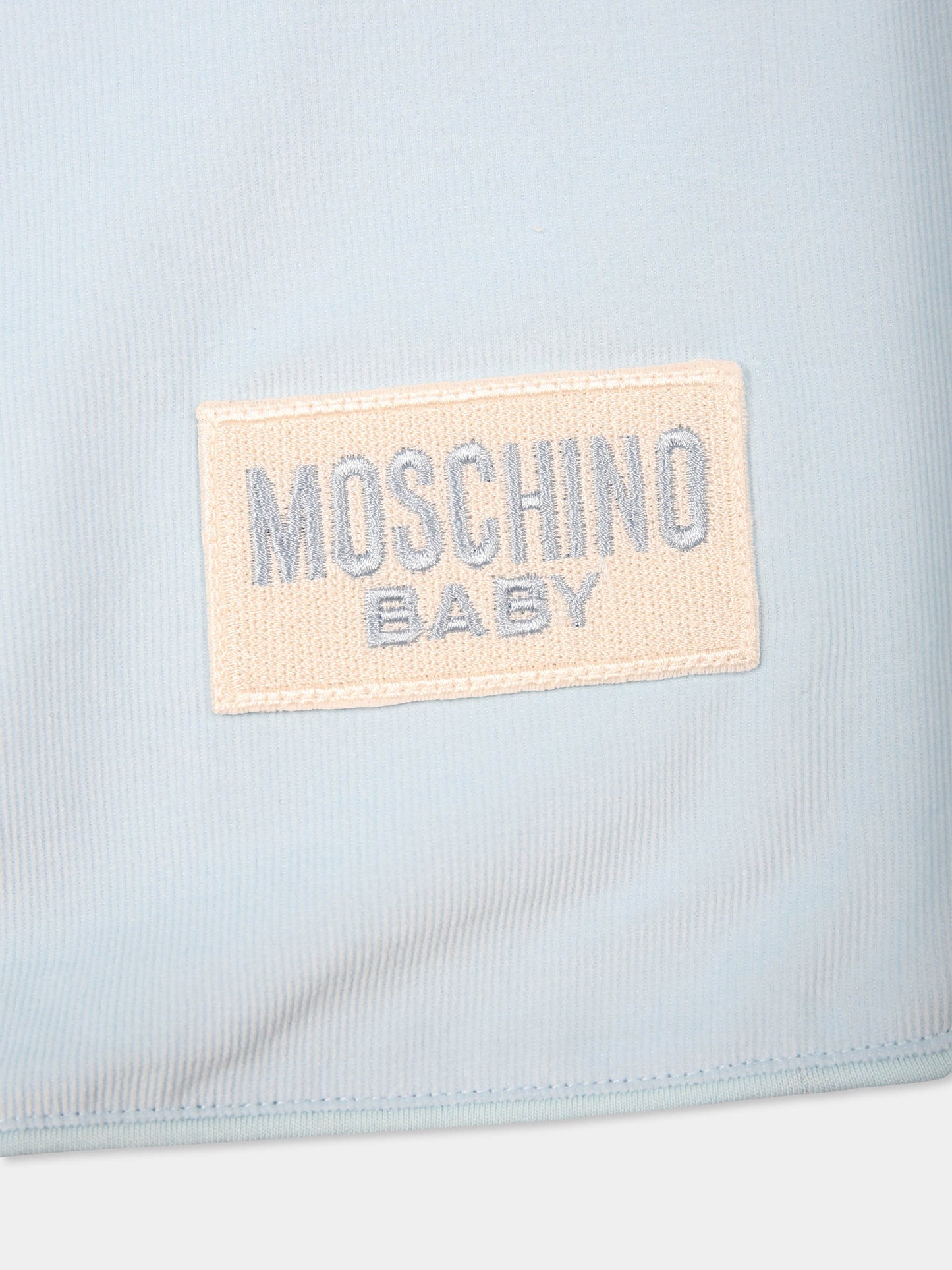 Coperta celeste per neonato con Teddy Bear e stelle,Moschino Kids,MMB00F LWA06 40304