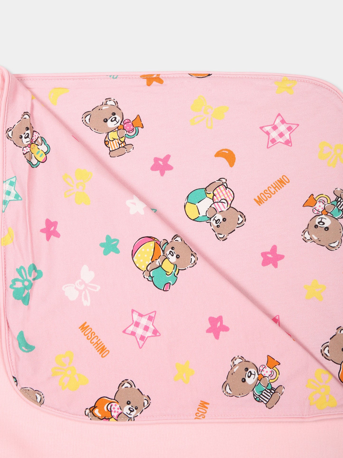 Coperta rosa per neonata con Teddy Bear e stelle,Moschino Kids,MMB00F LWA06 50209