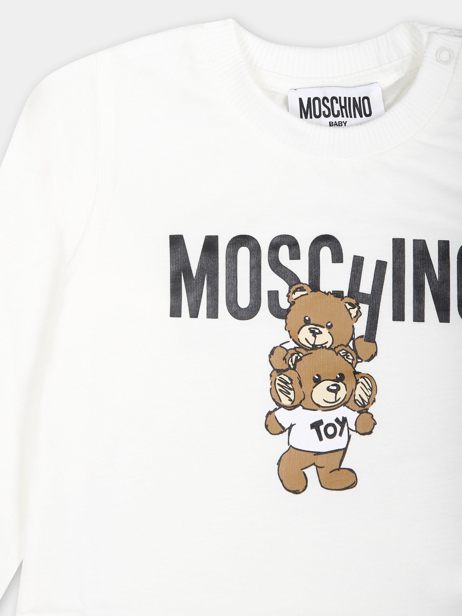 T-shirt bianca per neonati con Teddy Bear,Moschino Kids,MMO00R LAA01 10063