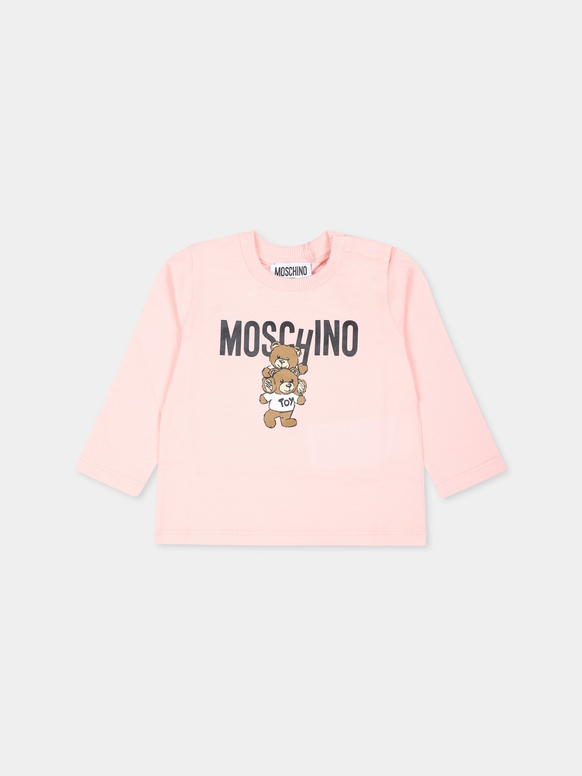 T-shirt rosa per neonata con Teddy Bear,Moschino Kids,MMO00R LAA01 50209