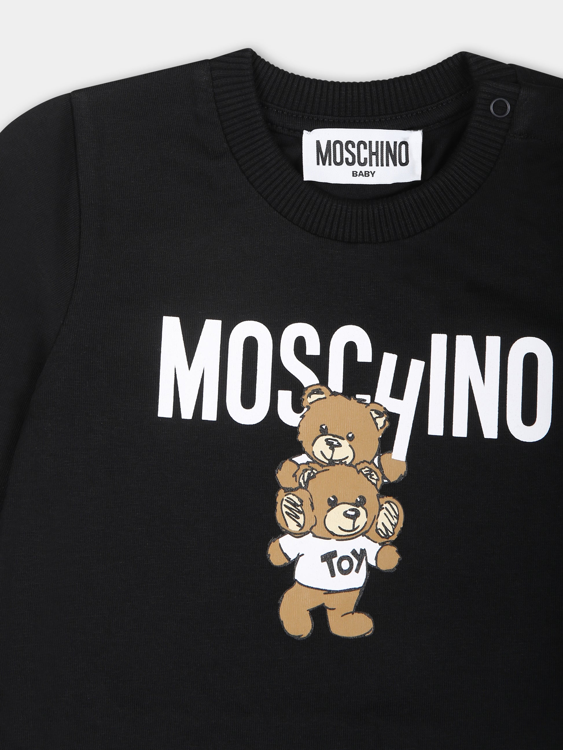 T-shirt nera per neonati con Teddy Bear,Moschino Kids,MMO00R LAA01 60100