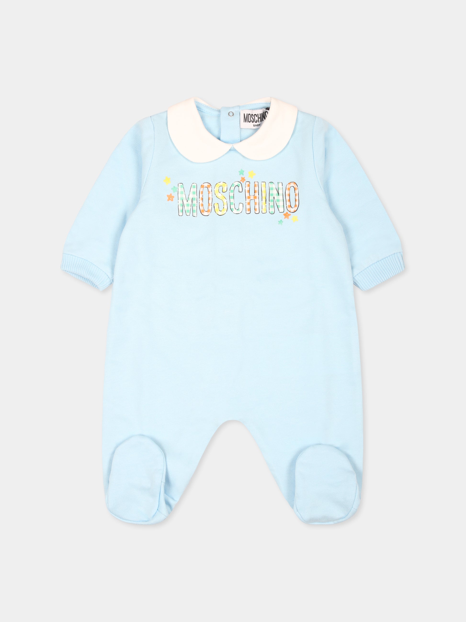 Set tutina celeste per neonato con Teddy Bear e stelle,Moschino Kids,MMY04G LCA40 40304