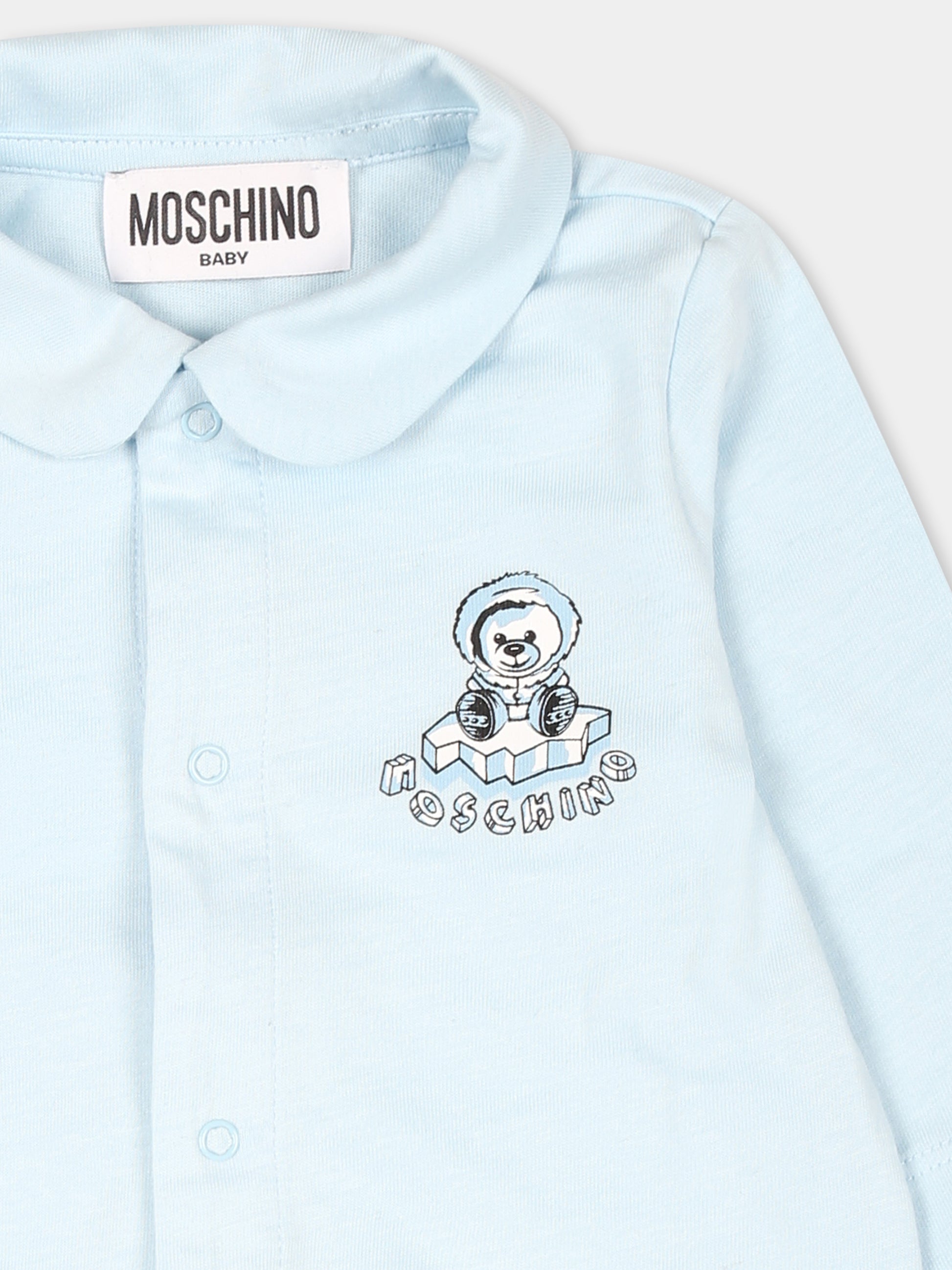 Tutina celeste per neonato con Teddy Bear,Moschino Kids,MMY053 LAA10 40304