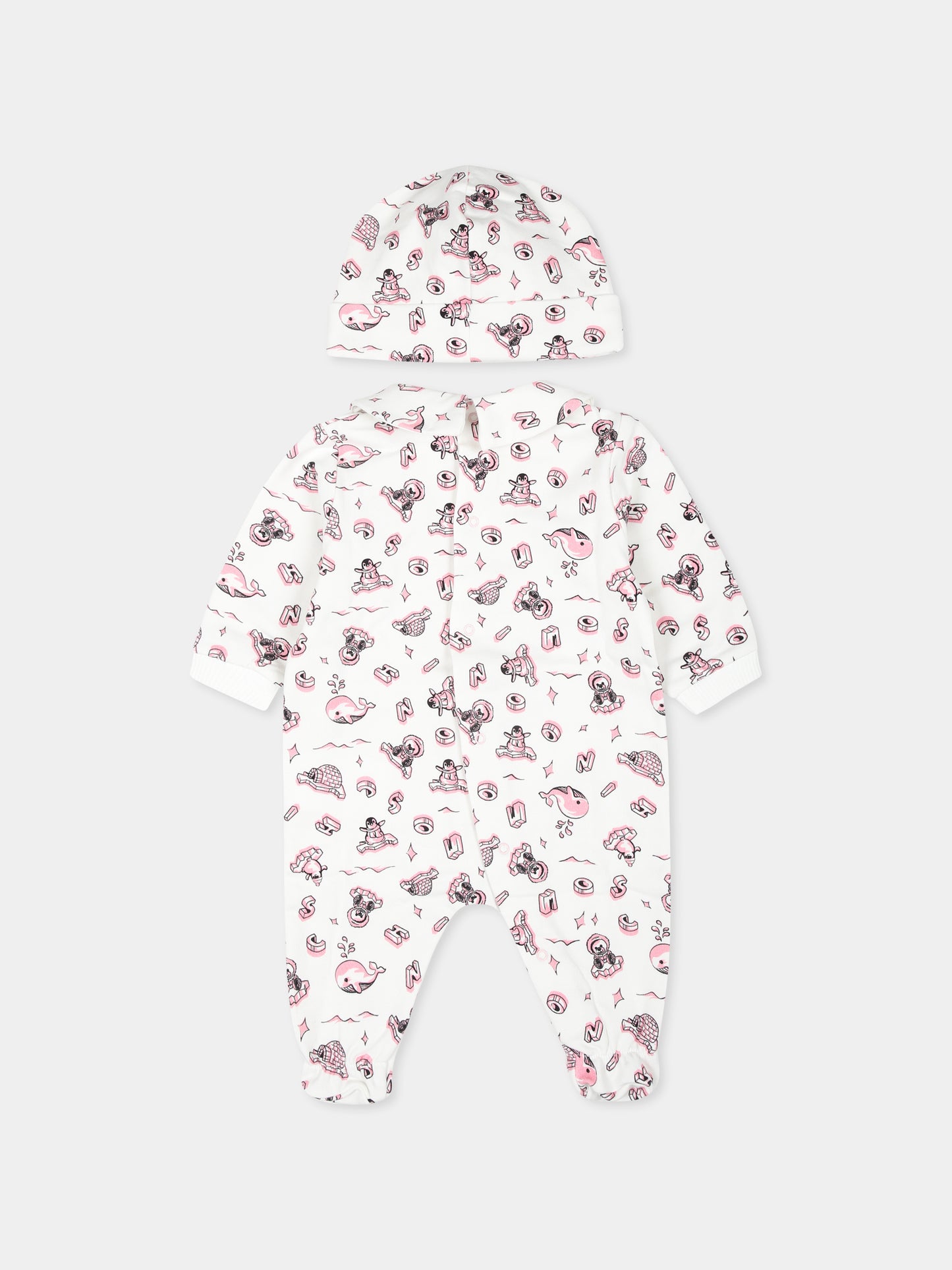 Set tutina rosa per neonata con Teddy Bear e logo,Moschino Kids,MNY028 LDB4C 83628