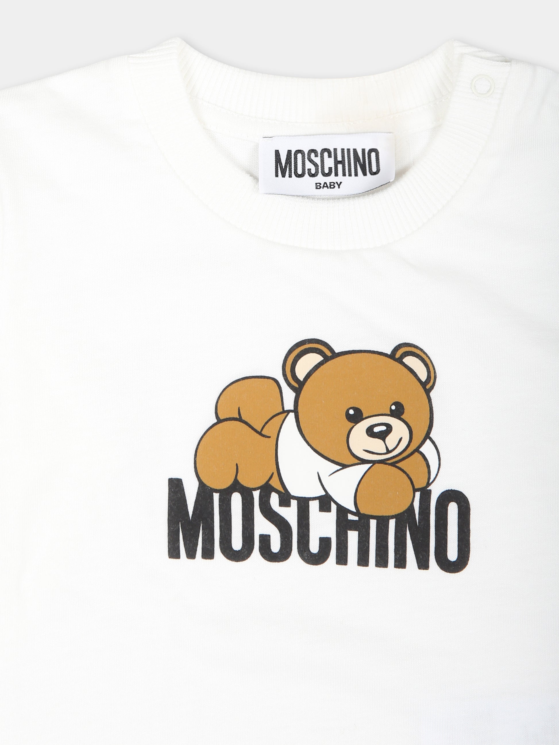 T-shirt avorio per neonati con Teddy Bear,Moschino Kids,MOO00R LAA36 10063