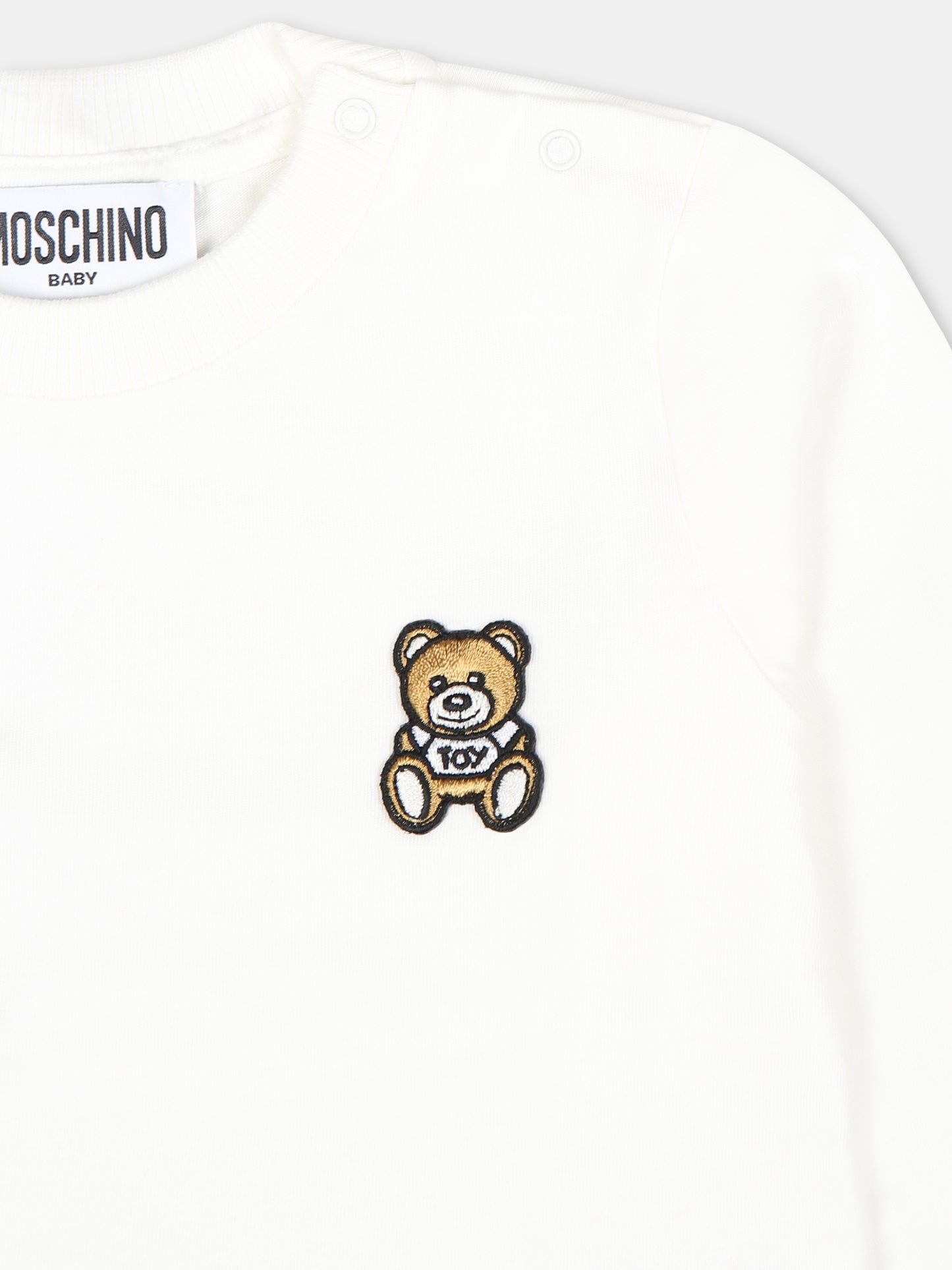 T-shirt avorio per neonati con Teddy Bear,Moschino Kids,MPO00R LAA10 10063