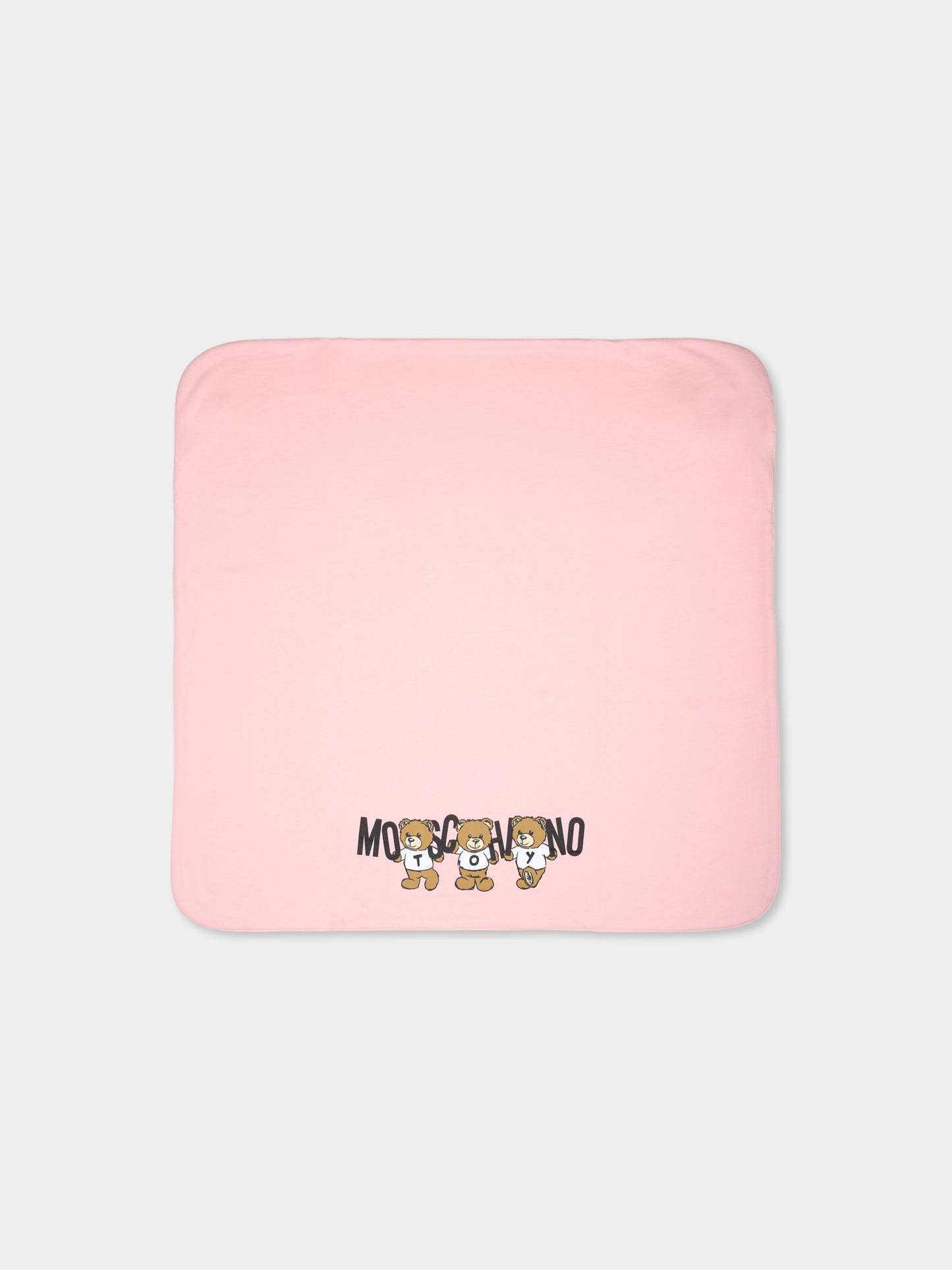 Coperta rosa per neonata con tre Teddy Bears,Moschino Kids,MUB00F LCA40 50209