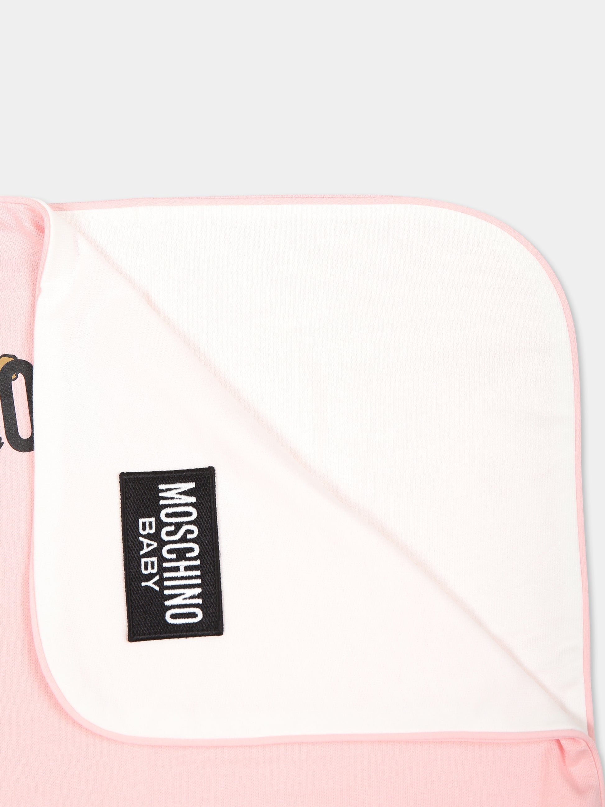 Coperta rosa per neonata con tre Teddy Bears,Moschino Kids,MUB00F LCA40 50209