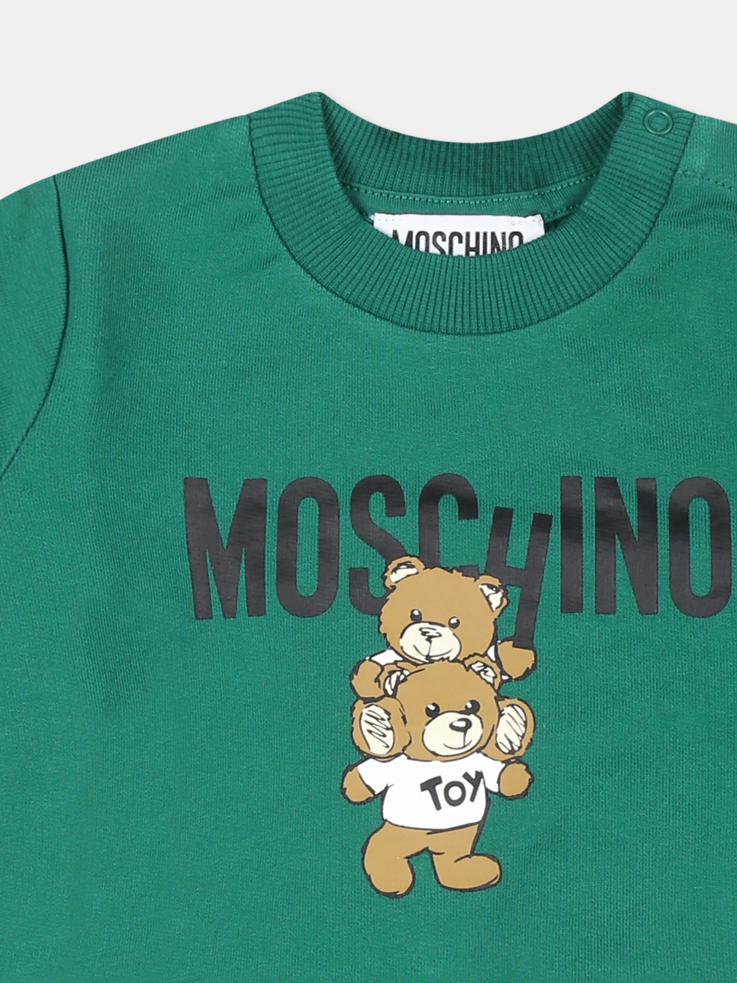 Felpa verde per neonati con due Teddy Bears,Moschino Kids,MUF05J LCA14 30139