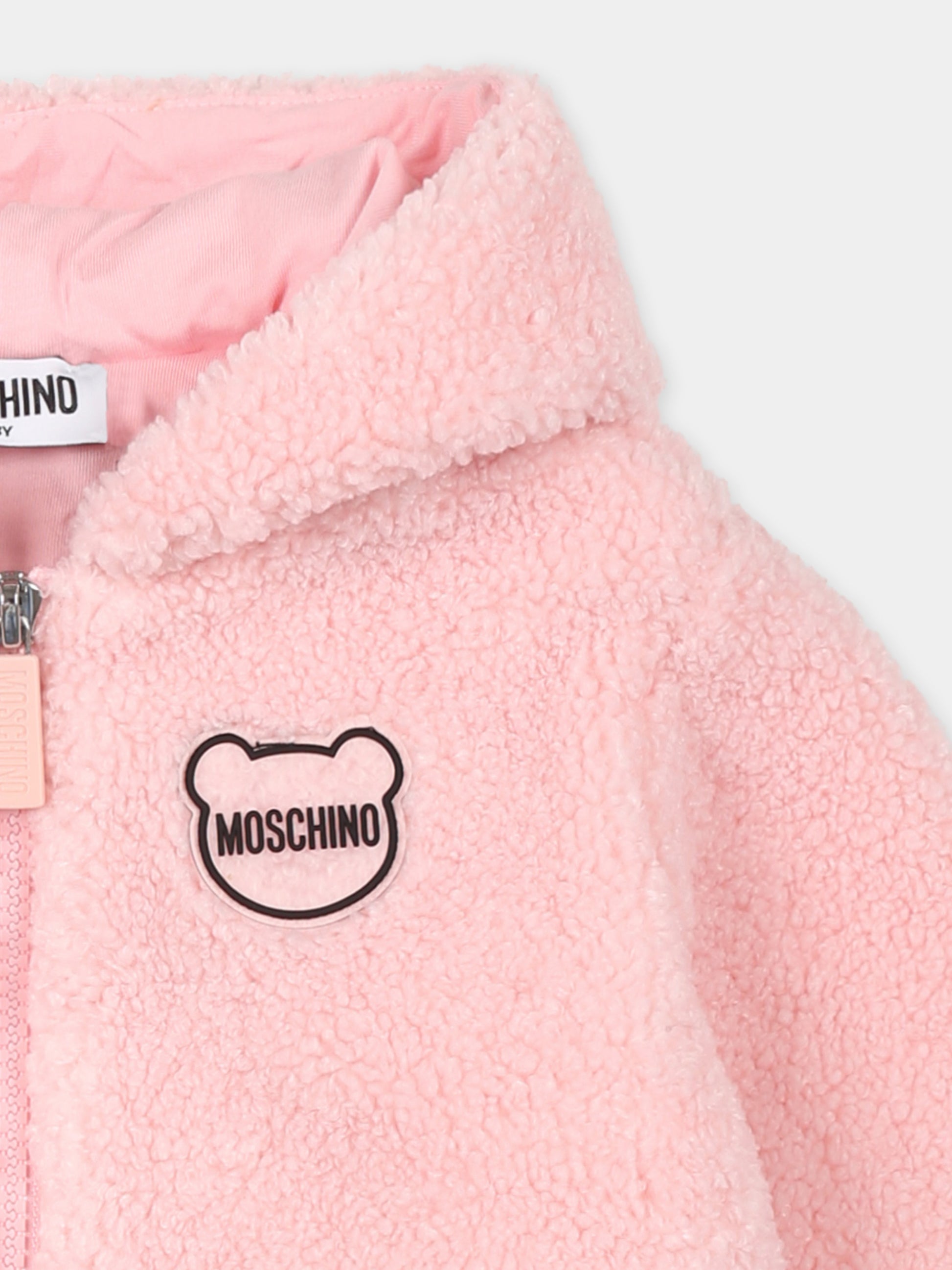 Ecopelliccia rosa per neonata con Teddy Bear,Moschino Kids,MUS02S LIA00 50209