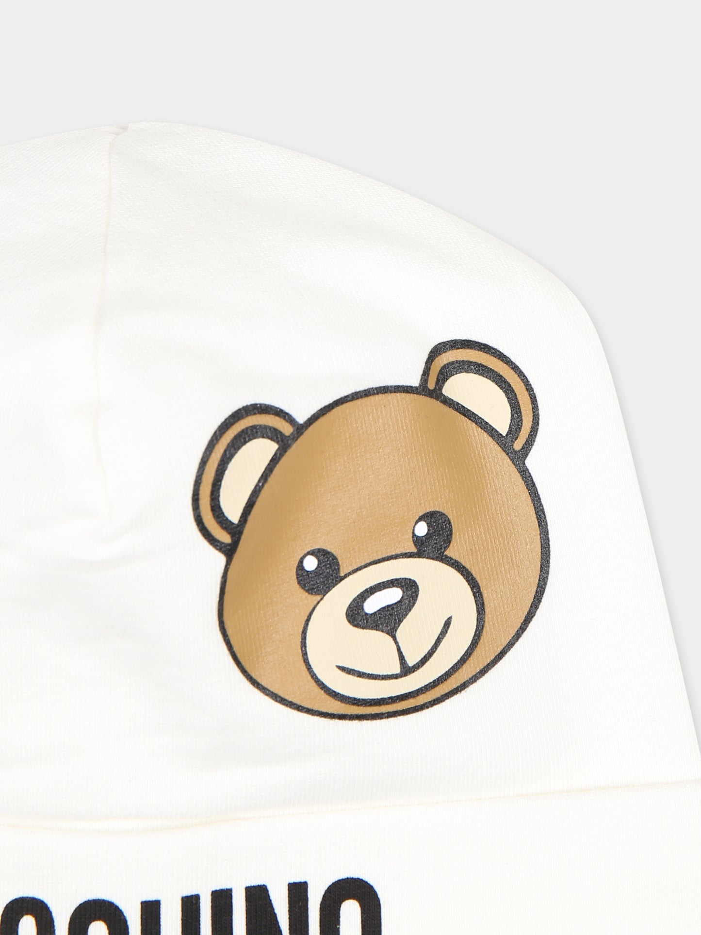 Cappello avorio per neonati con Teddy Bear,Moschino Kids,MUX050 LDA17 10063