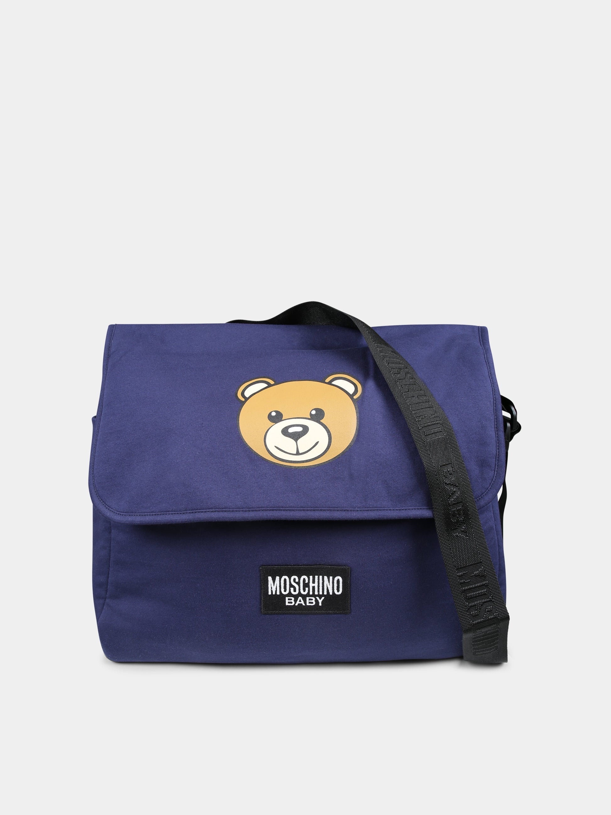 Borsa mamma blu per neonati con Teddy Bear,Moschino Kids,MUX053 LCA40 40016