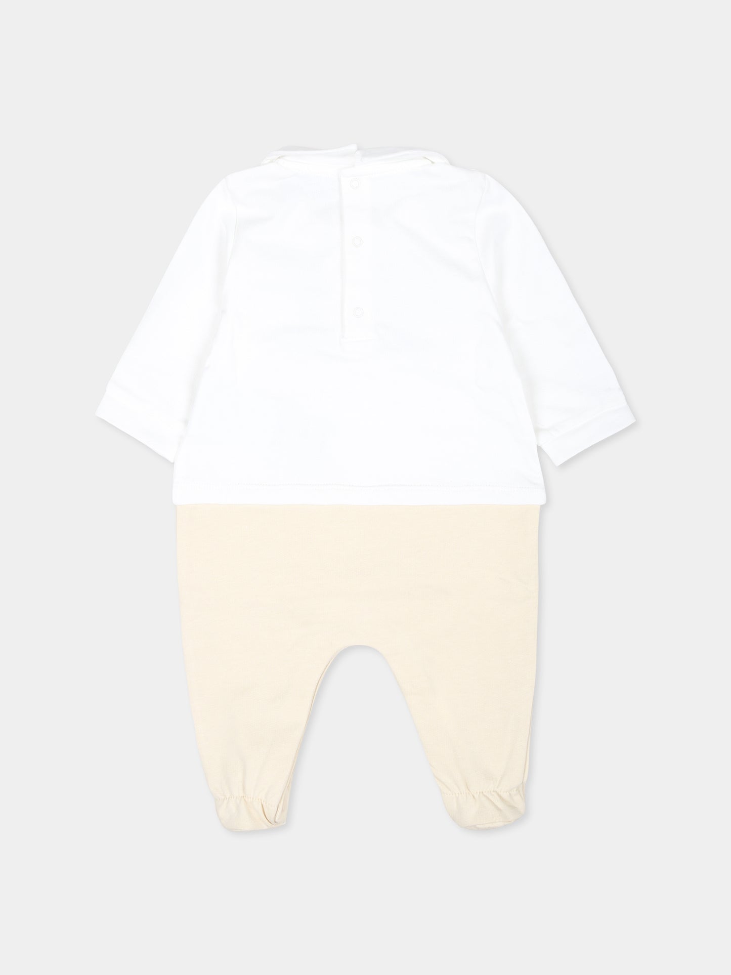 Tutina beige per neonati con Teddy Bear sdraiato,Moschino Kids,MUY06Z LCA63 20404