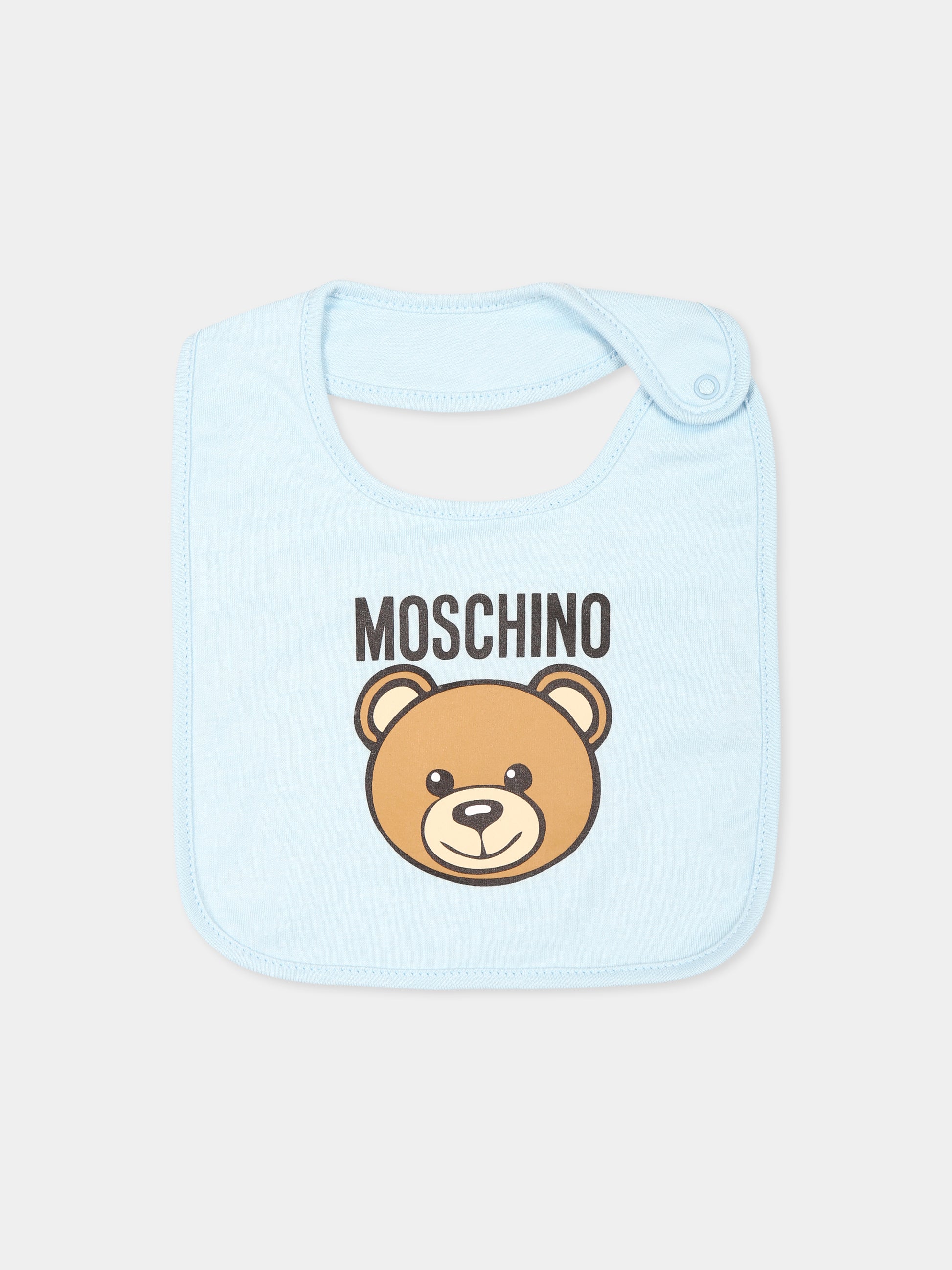 Set accessori celeste per neonato con Teddy Bear,Moschino Kids,MUY079 LCA40 40304
