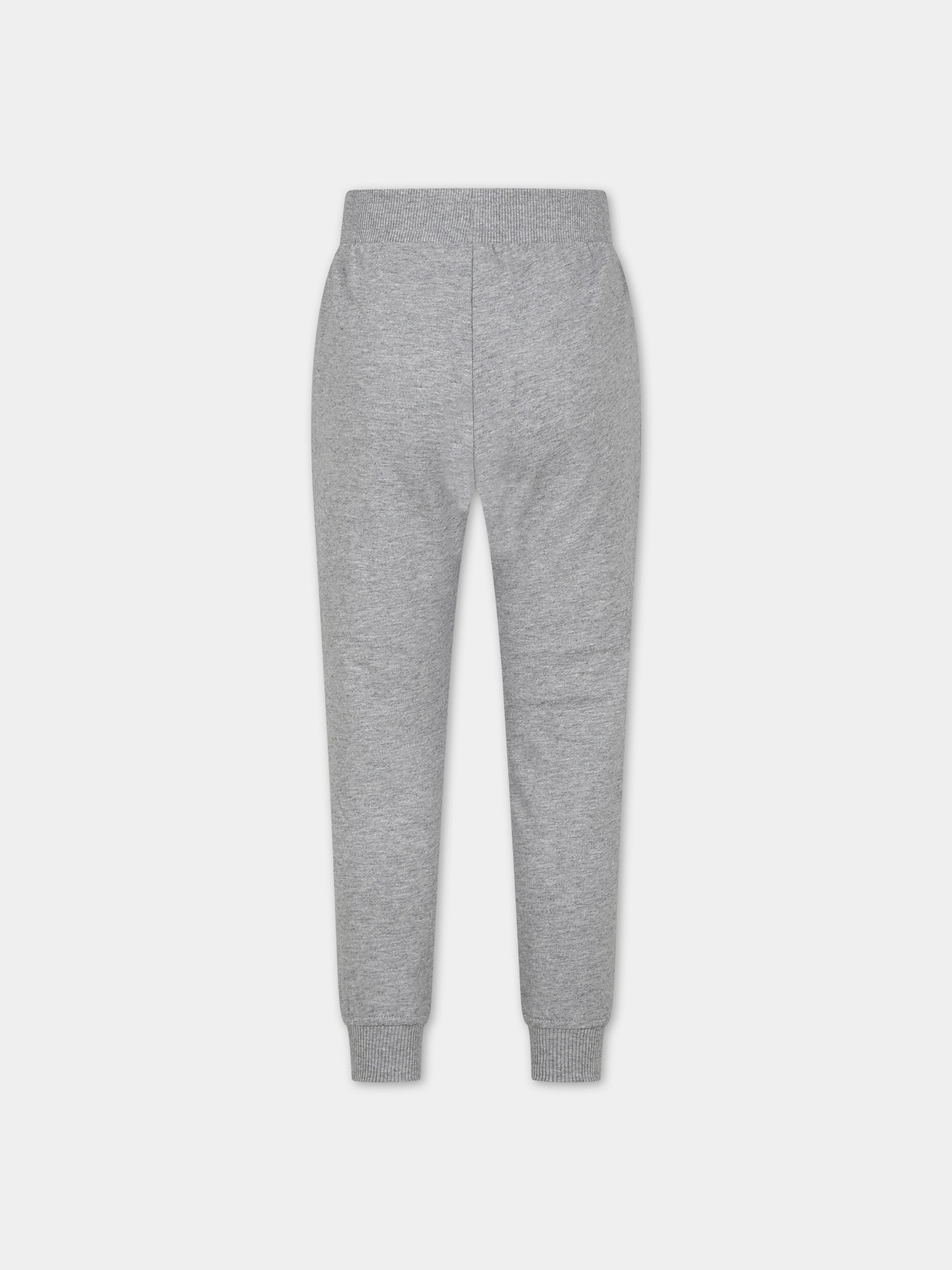 Pantaloni grigi per bambini con tre Teddy Bears e logo,Moschino Kids,HUP079 LCA40 60901