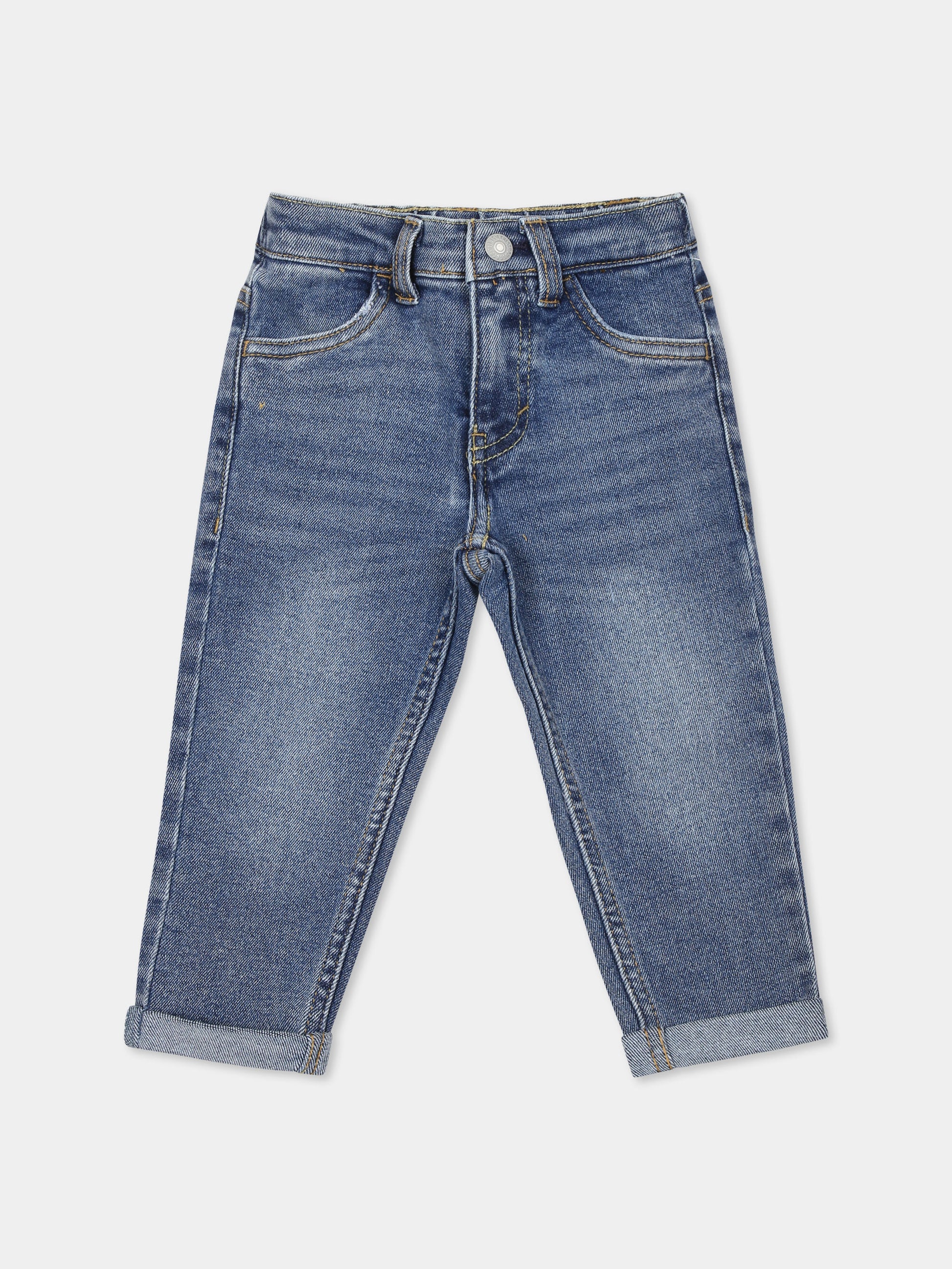 Jeans in denim per neonato con patch logato,Levi's Kids,6EL347 DAF