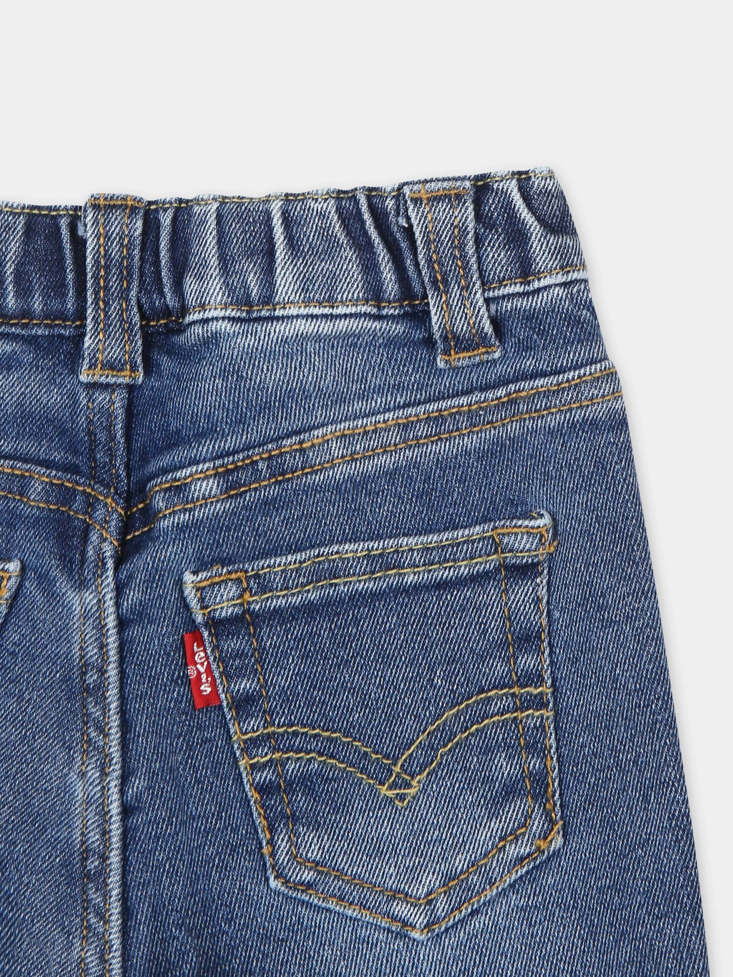 Jeans in denim per neonato con patch logato,Levi's Kids,6EL347 DAF