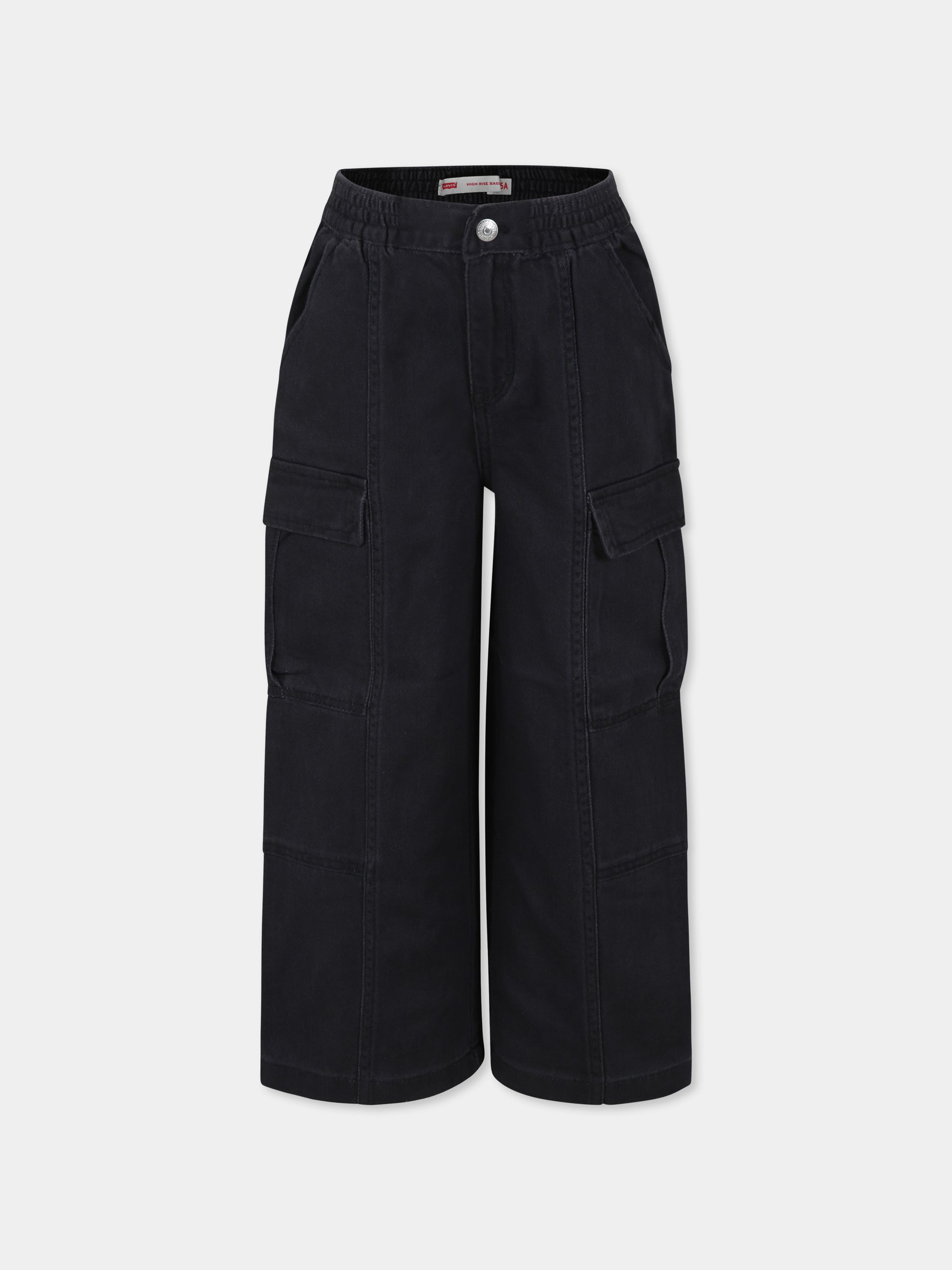 Jeans nero  Wide Leg  per bambina con patch logato,Levi's Kids,EL019 G52