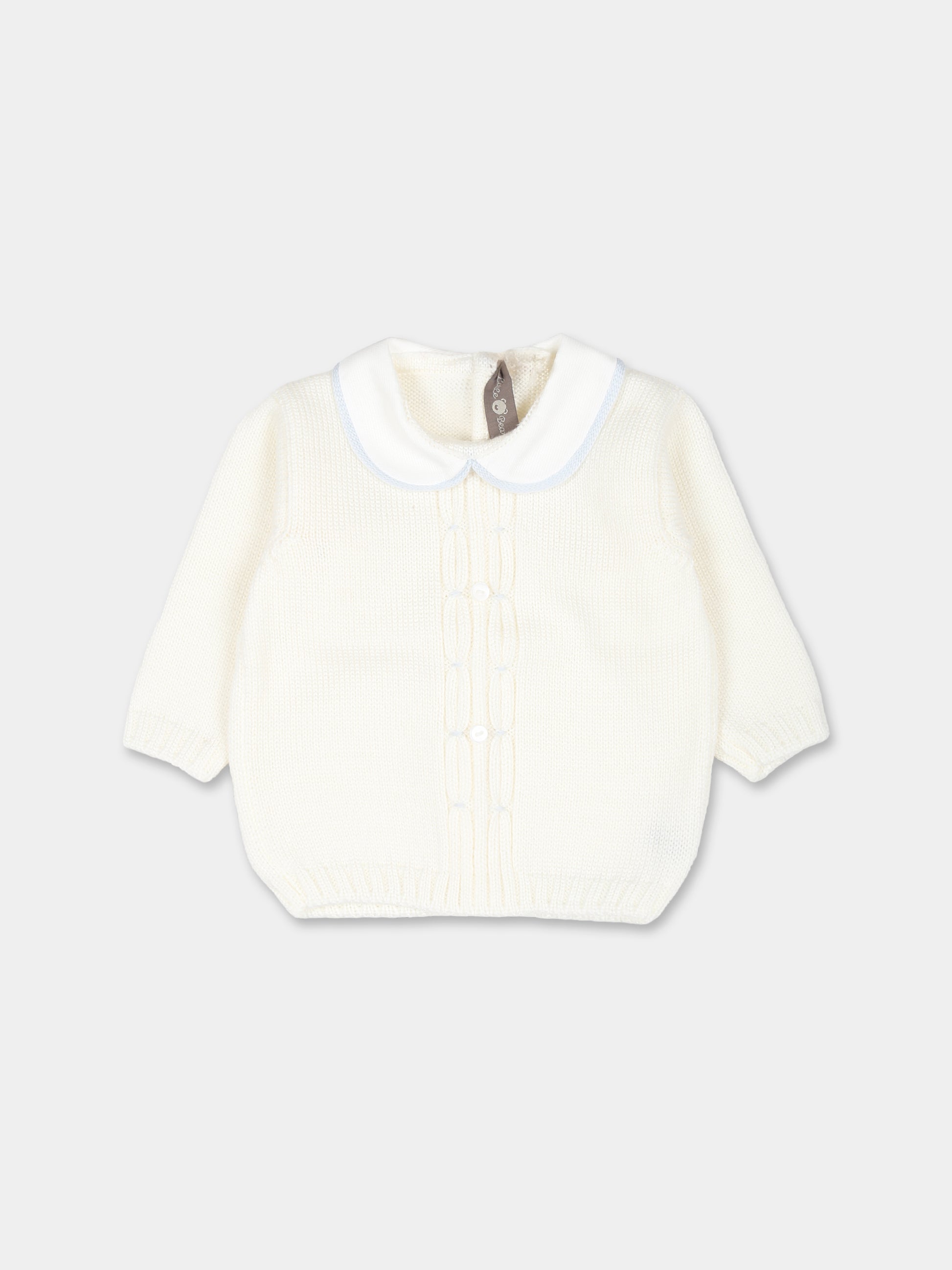 Maglione bianco per neonato,Little Bear,9012 LATTE/CIELO