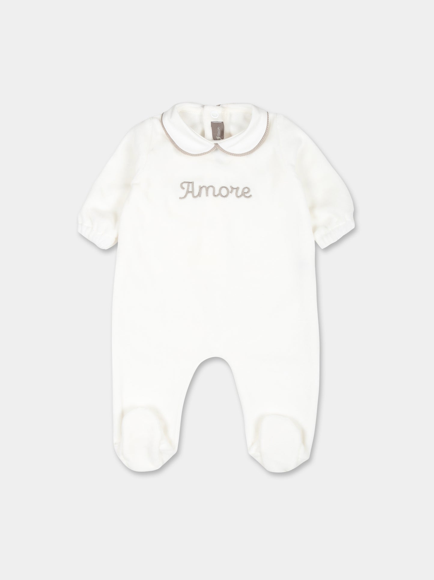 Tutina bianca per neonati con scritta Amore,Little Bear,9036 LATTE/CORDA