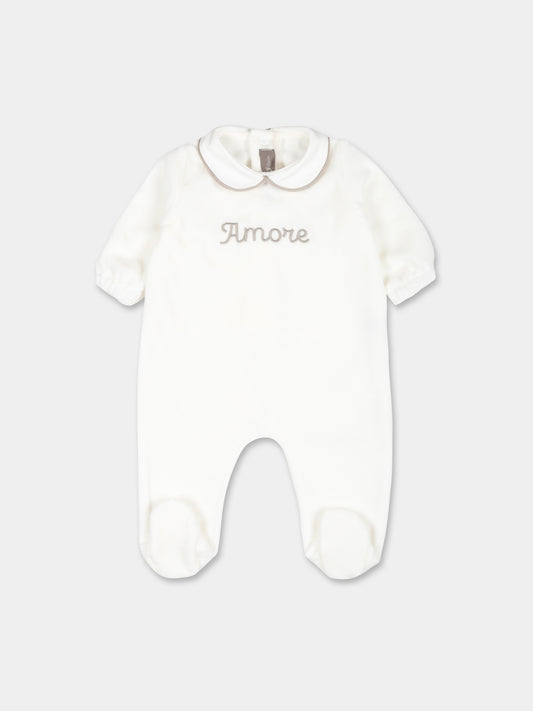 Tutina bianca per neonati con scritta Amore,Little Bear,9036 LATTE/CORDA
