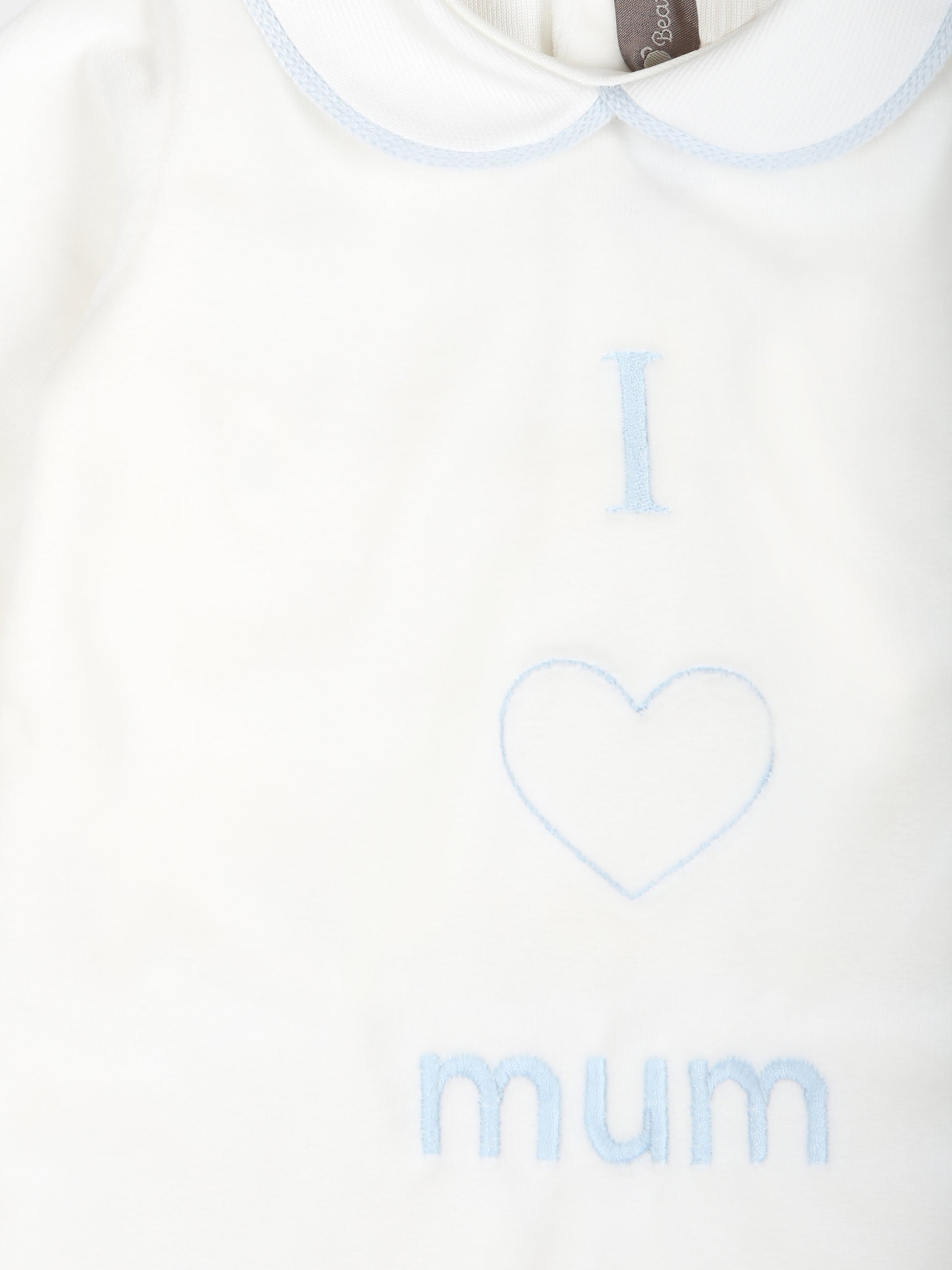 Tutina bianca per neonato con scritta Mum,Little Bear,9038 LATTE/CIELO