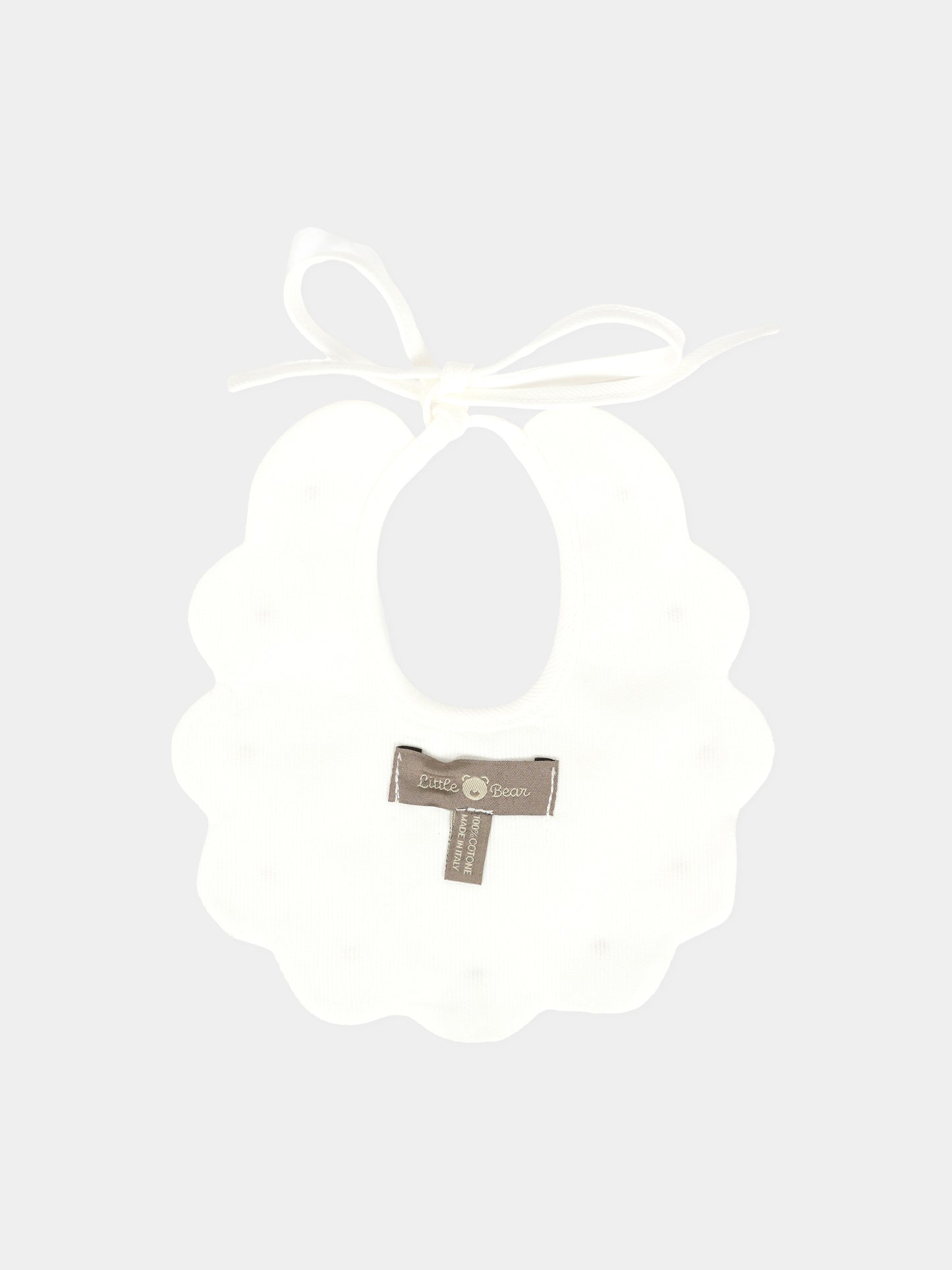Bavaglino bianco per neonati con pois,Little Bear,2042 LATTE/TORTORA