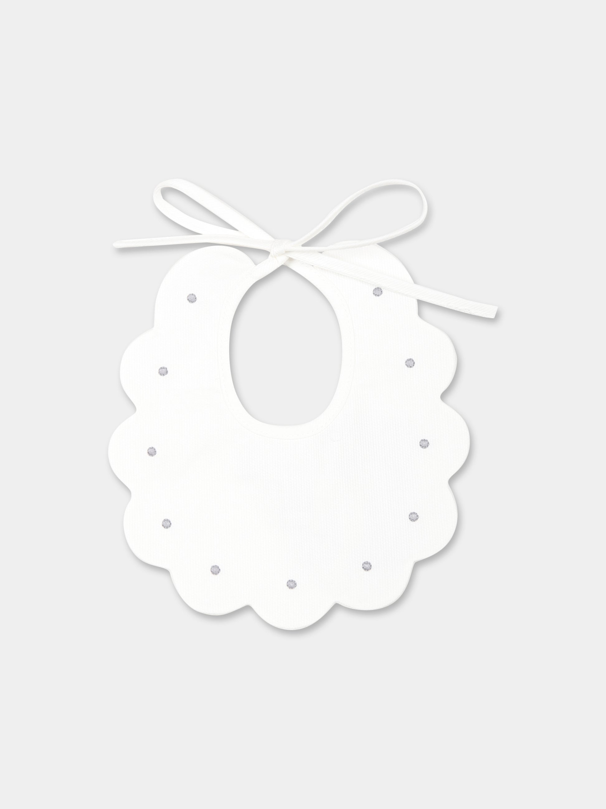 Bavaglino bianco per neonati con pois,Little Bear,2042 LATTE/GRIGIO