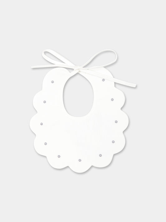 Bavaglino bianco per neonati con pois,Little Bear,2042 LATTE/GRIGIO