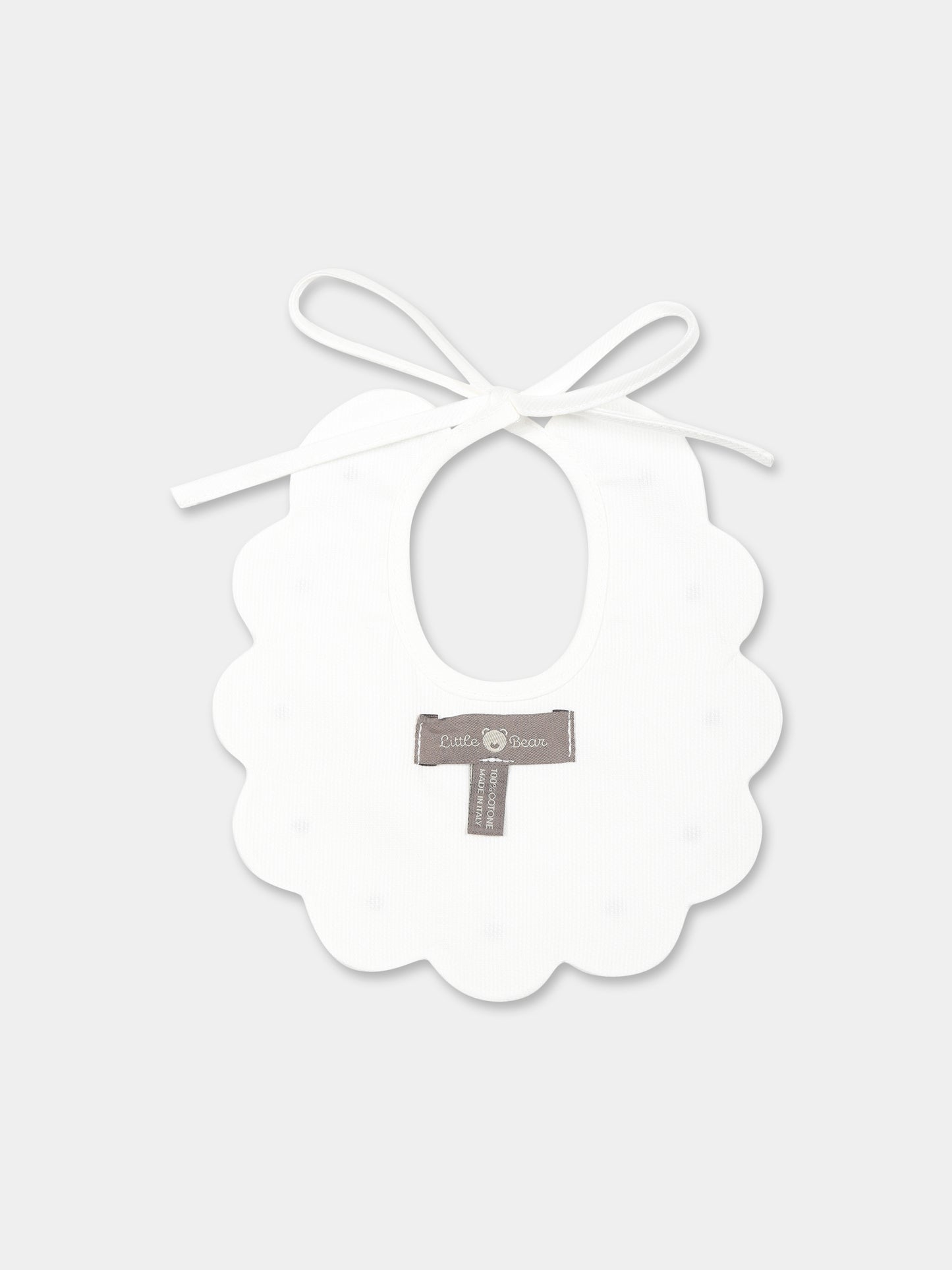 Bavaglino bianco per neonati con pois,Little Bear,2042 LATTE/GRIGIO